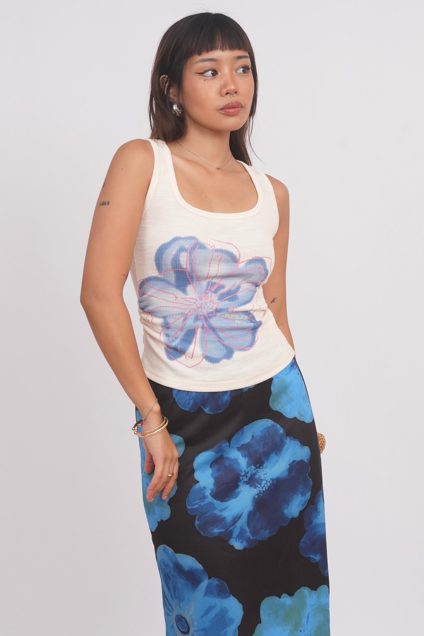 Floral Blue Tank Top