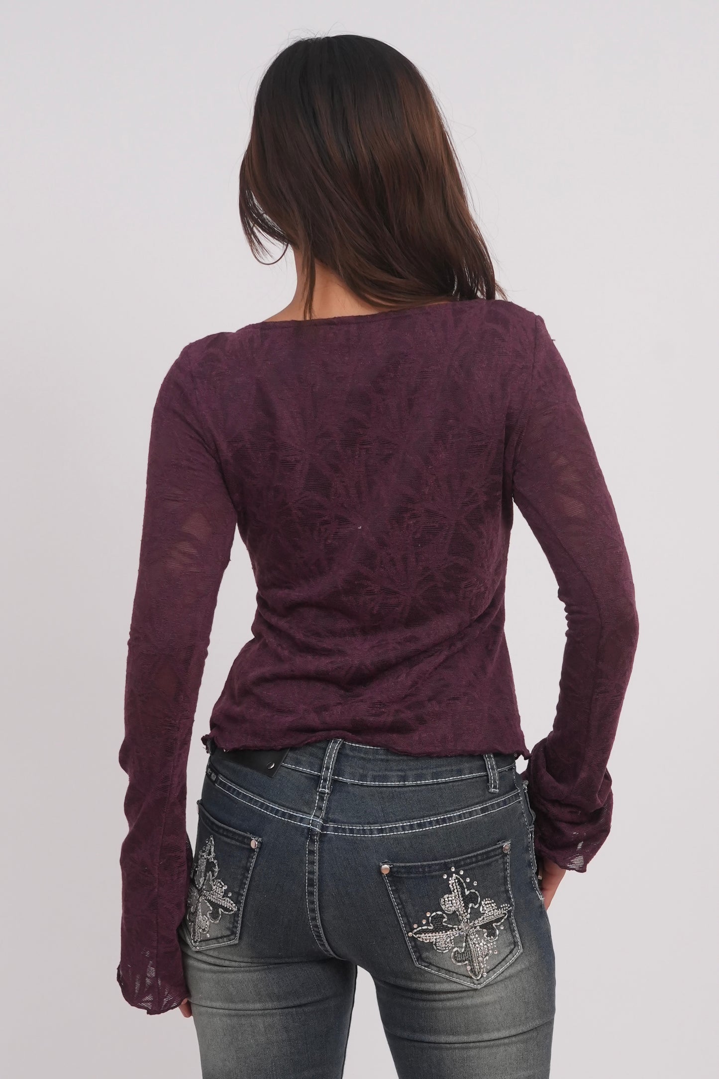 Velvet Kiss Jacquard Tie-Front Top