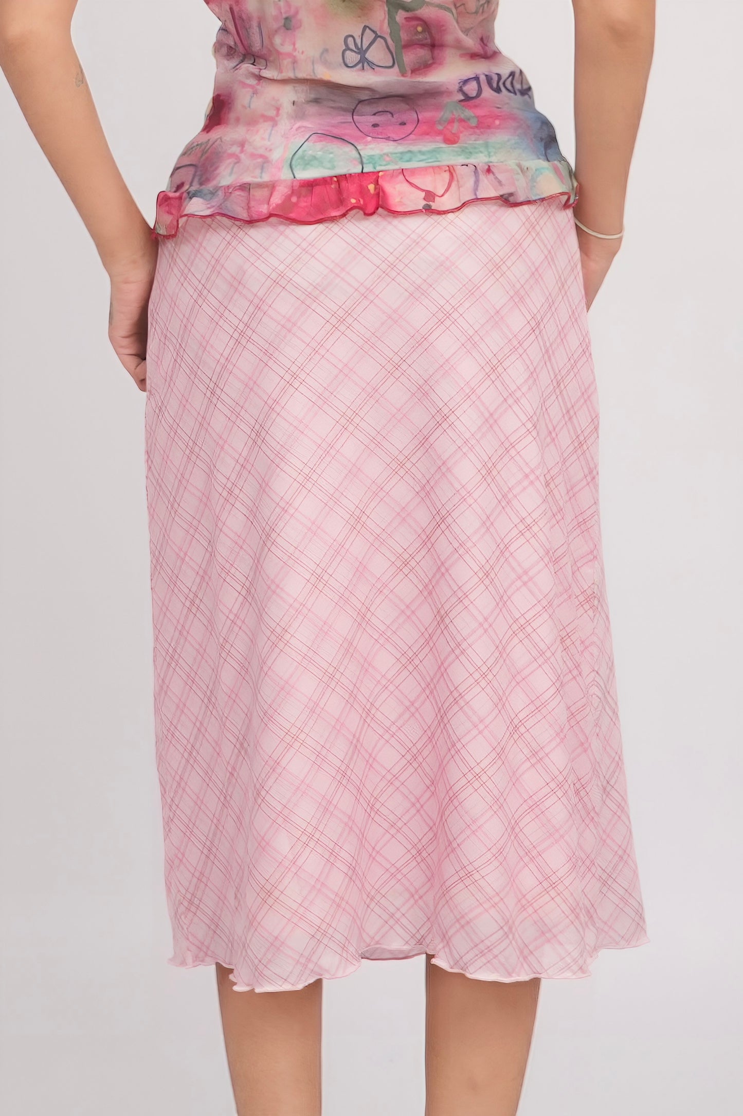 Pink Sugar Plaid Mesh Skirt