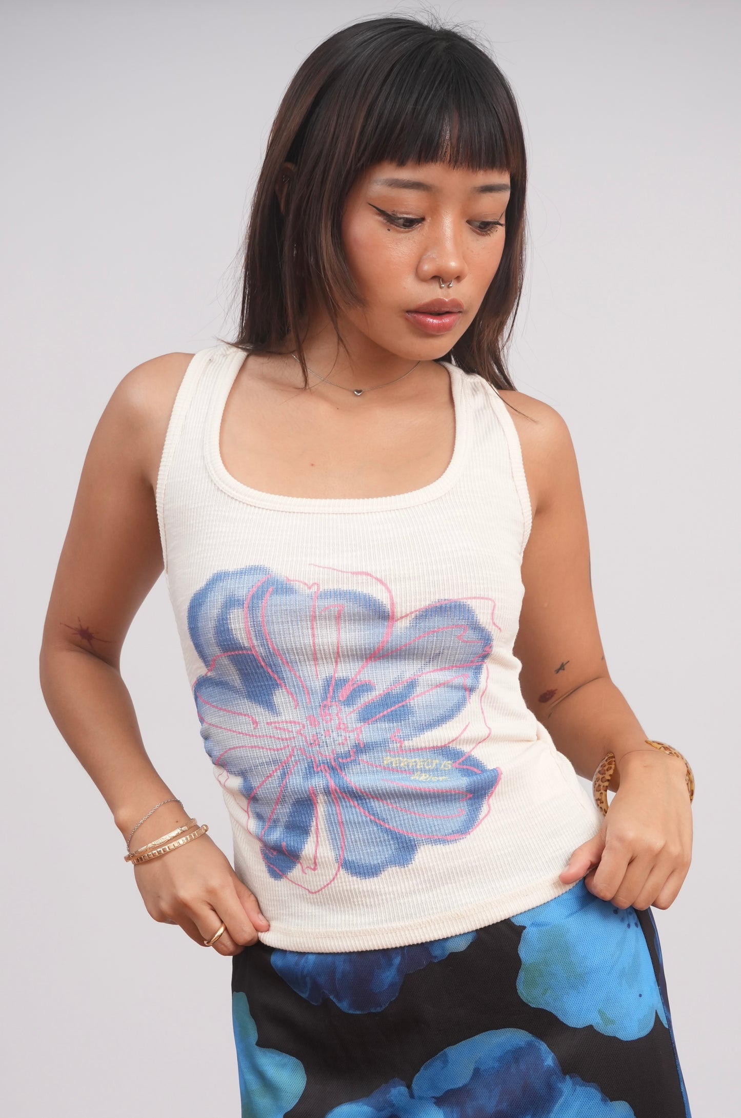 Floral Blue Tank Top