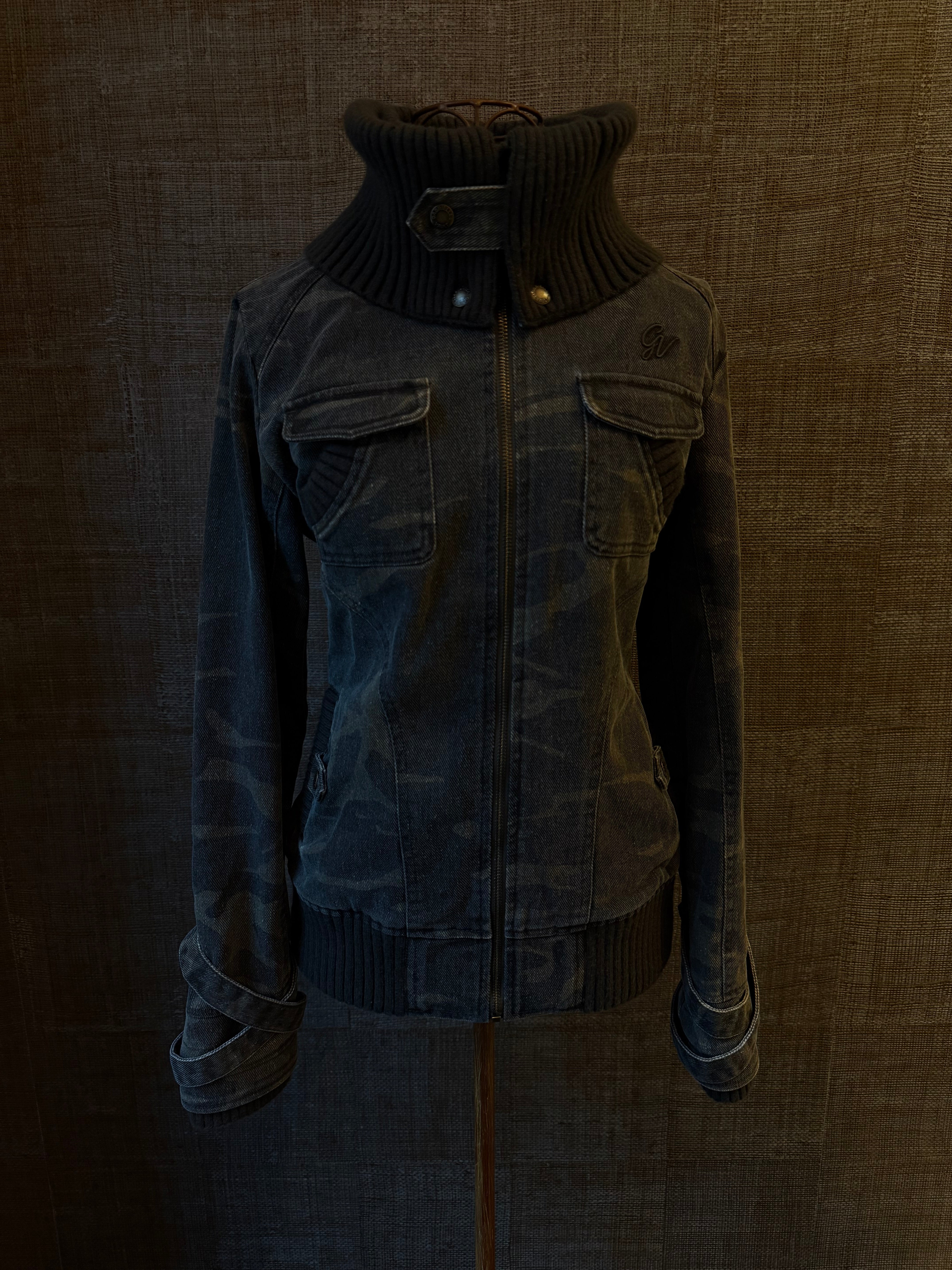 2000s Ribbed collar cargo jacket