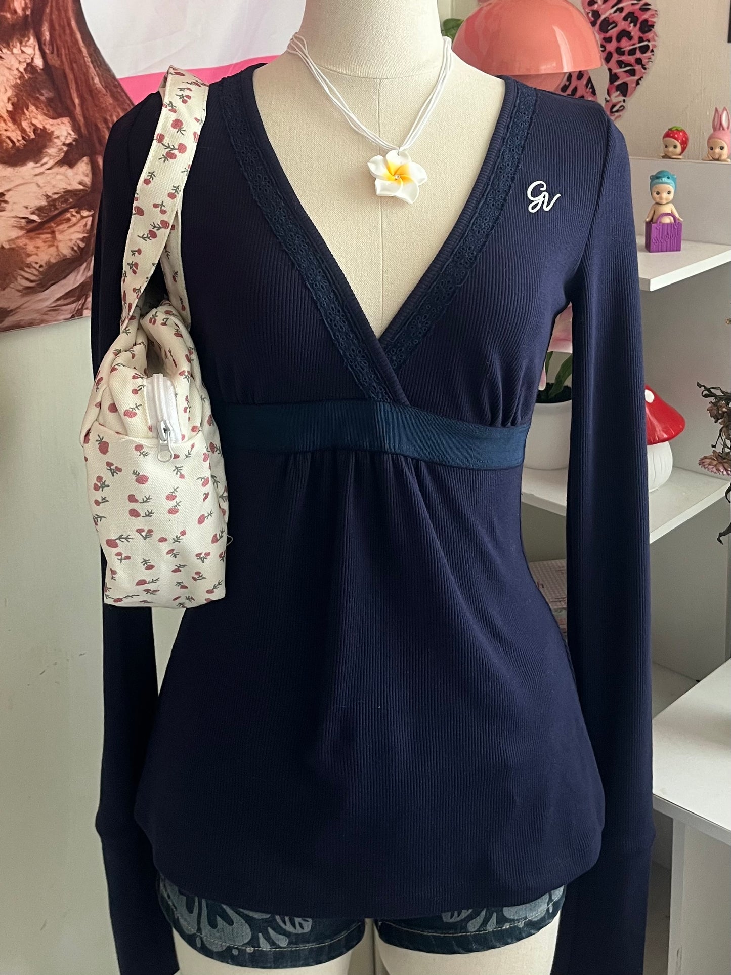 Navy Blue baby doll Top