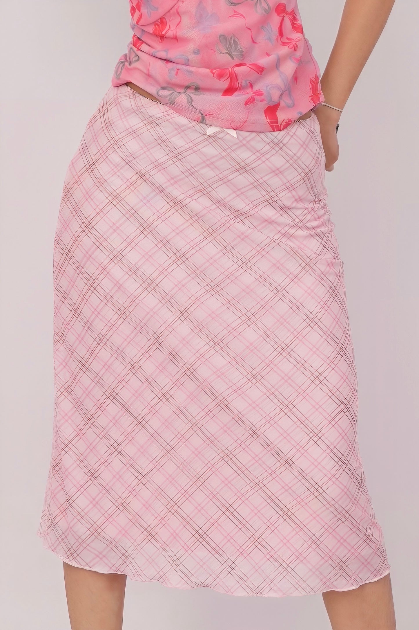 Pink Sugar Plaid Mesh Skirt