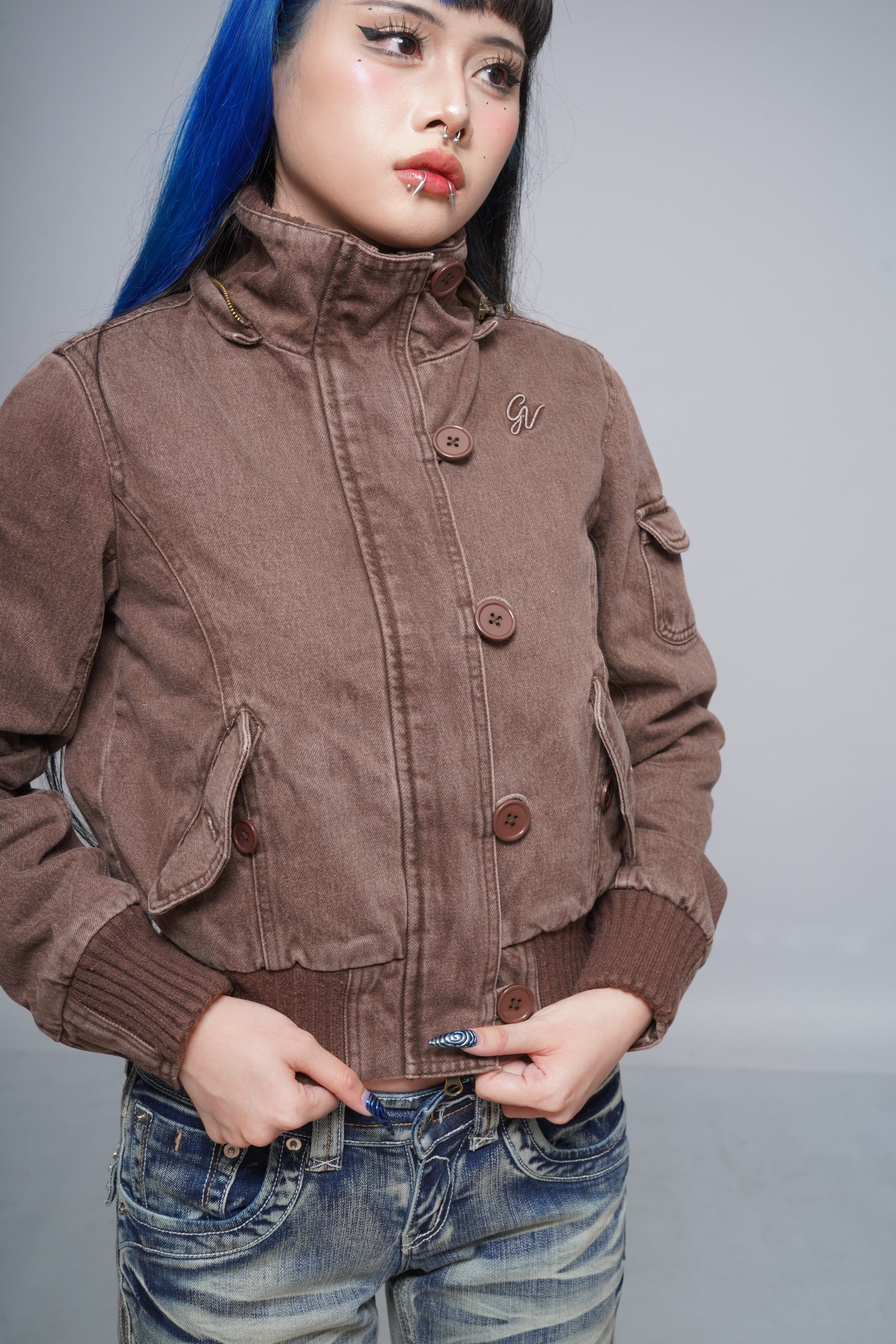 Cropped V3 2000s Jacket with Fur Collar