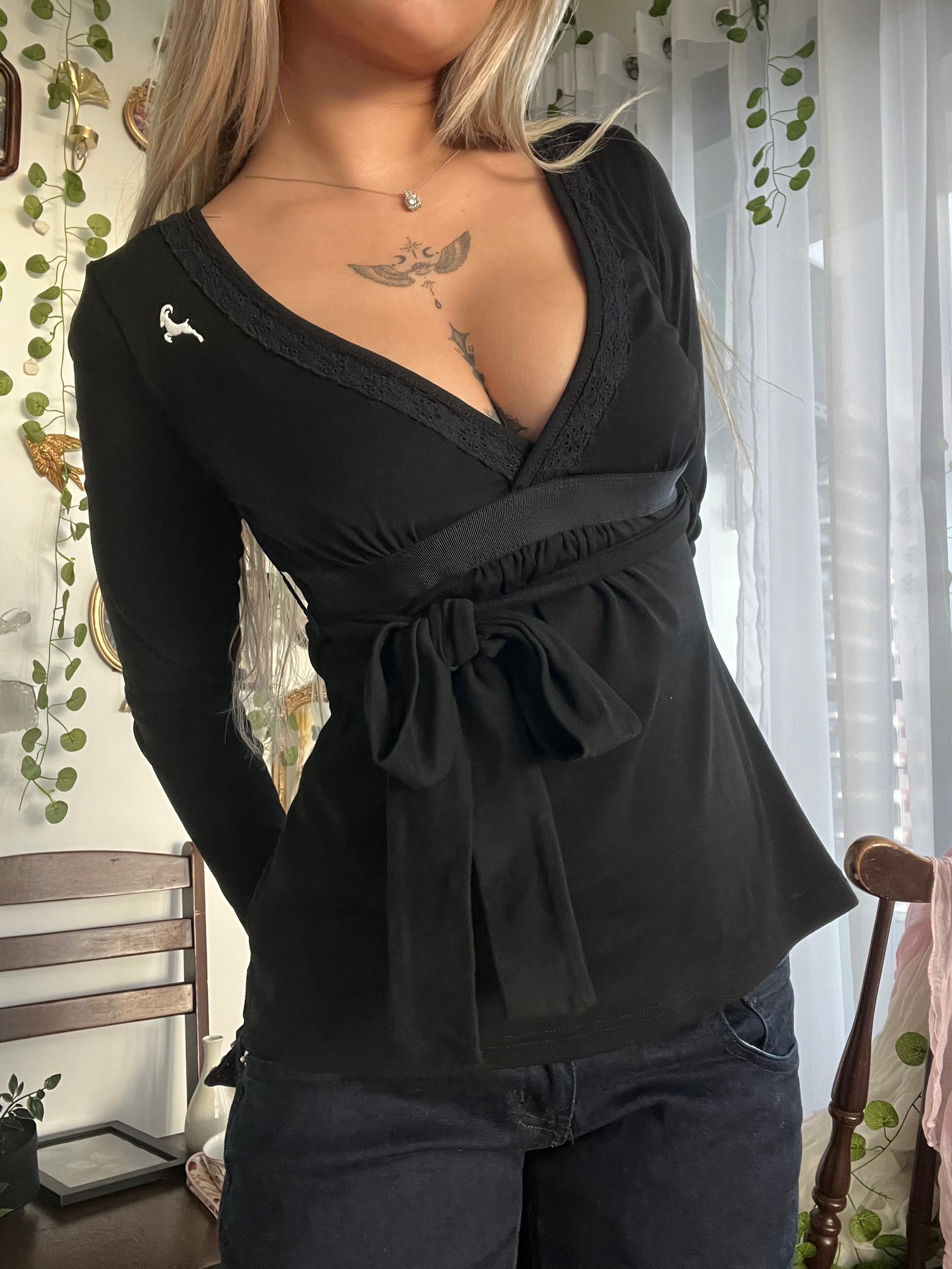 Bow tie baby doll Top