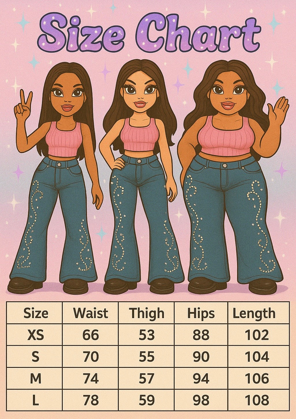 Rhinestone silhouette Flared Jeans