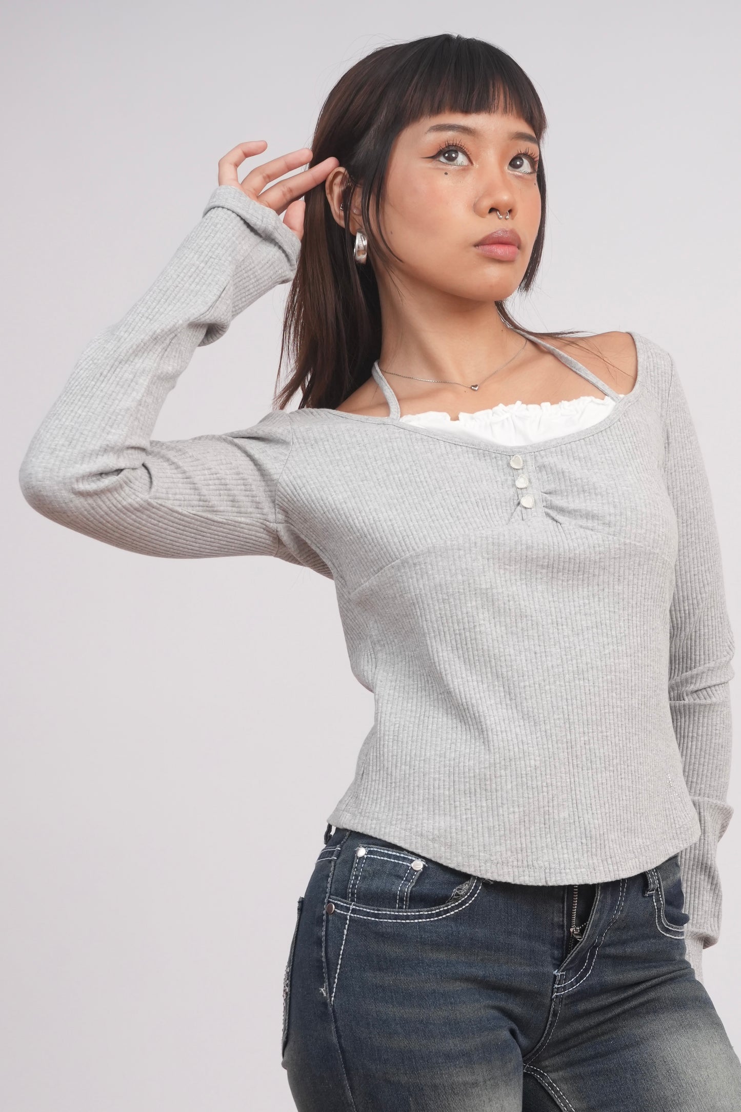 Grey Baby doll top