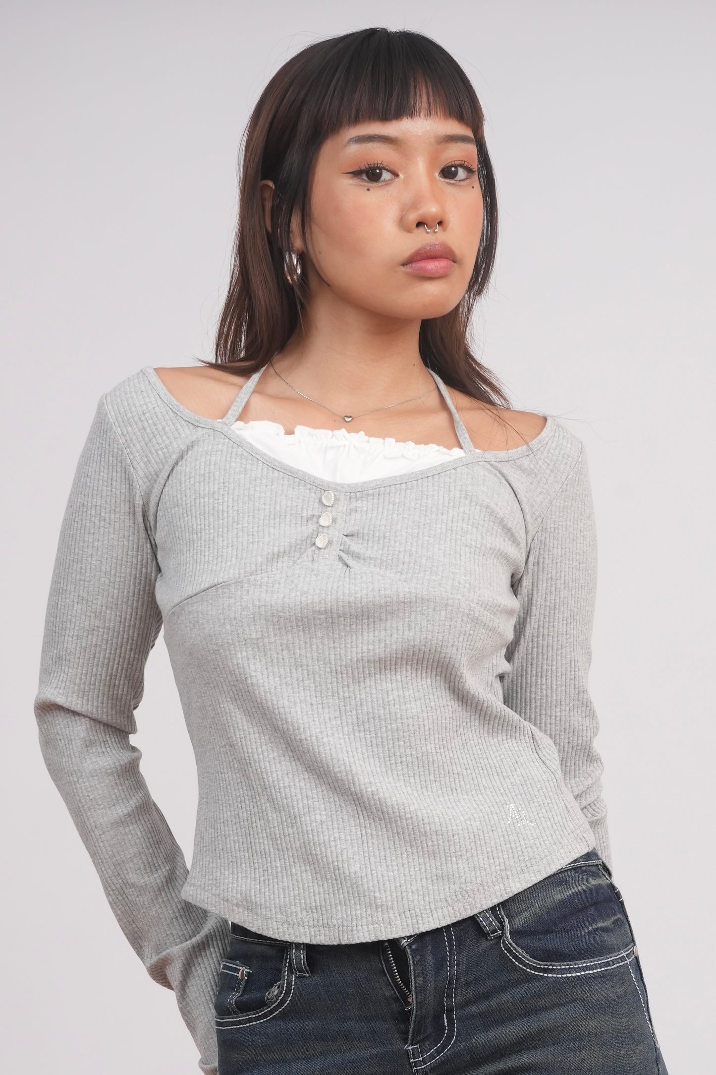 Grey Baby doll top
