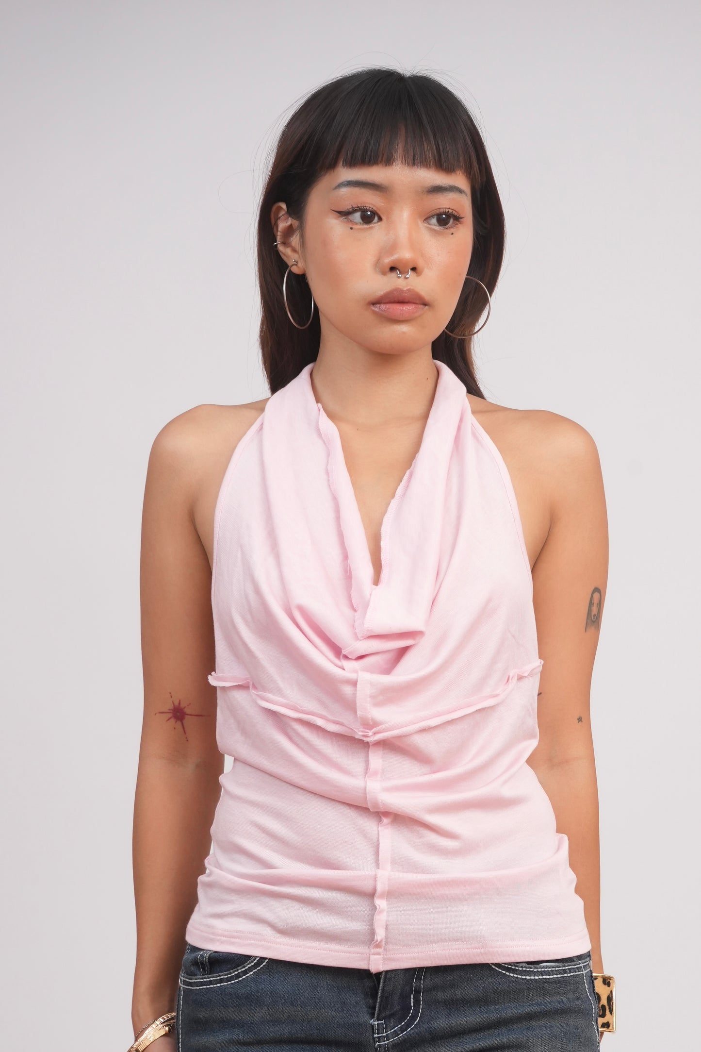 Pink Halter Swing Top
