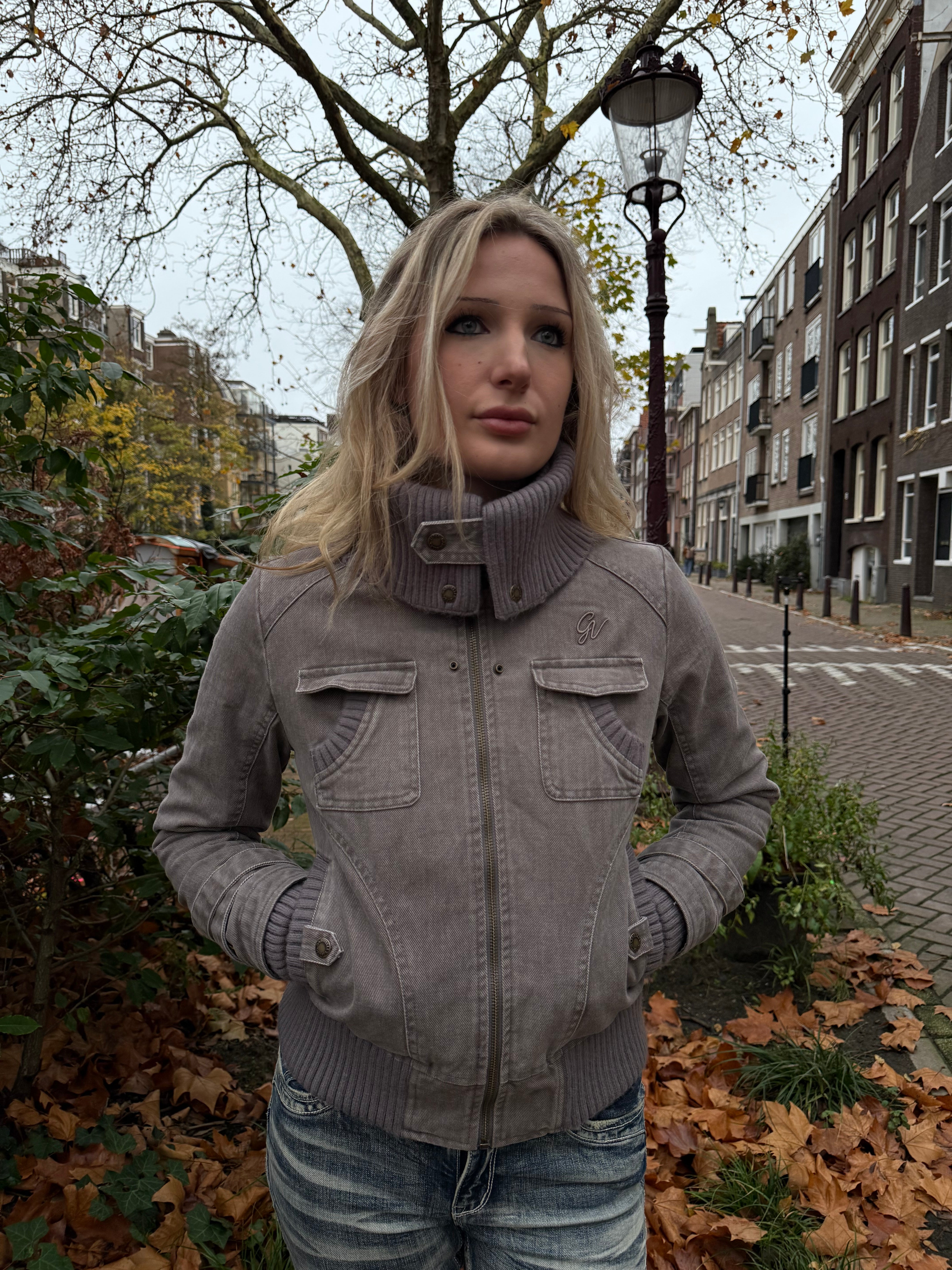 2000s Ribbed collar cargo jacket