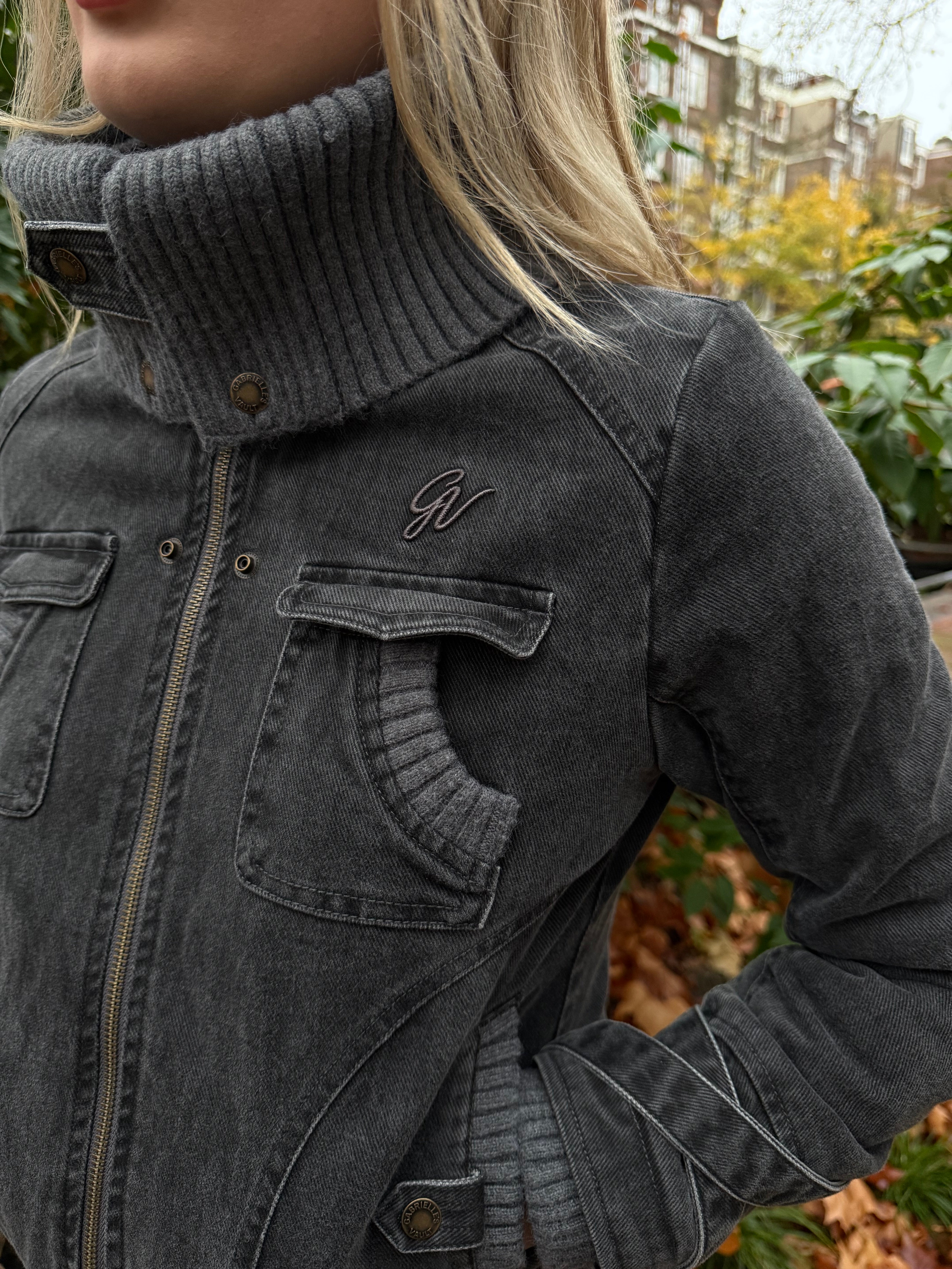 2000s Ribbed collar cargo jacket