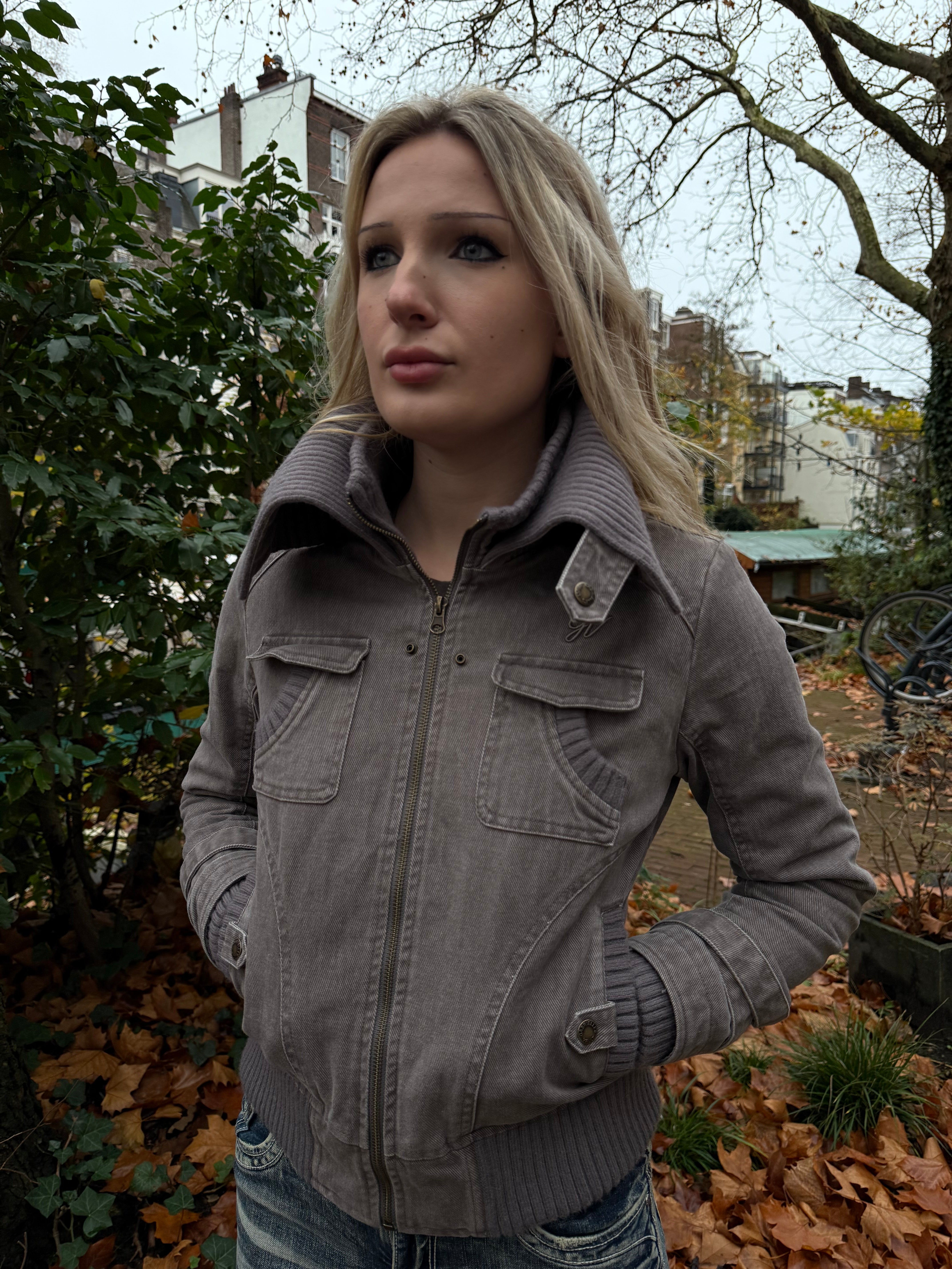 2000s Ribbed collar cargo jacket