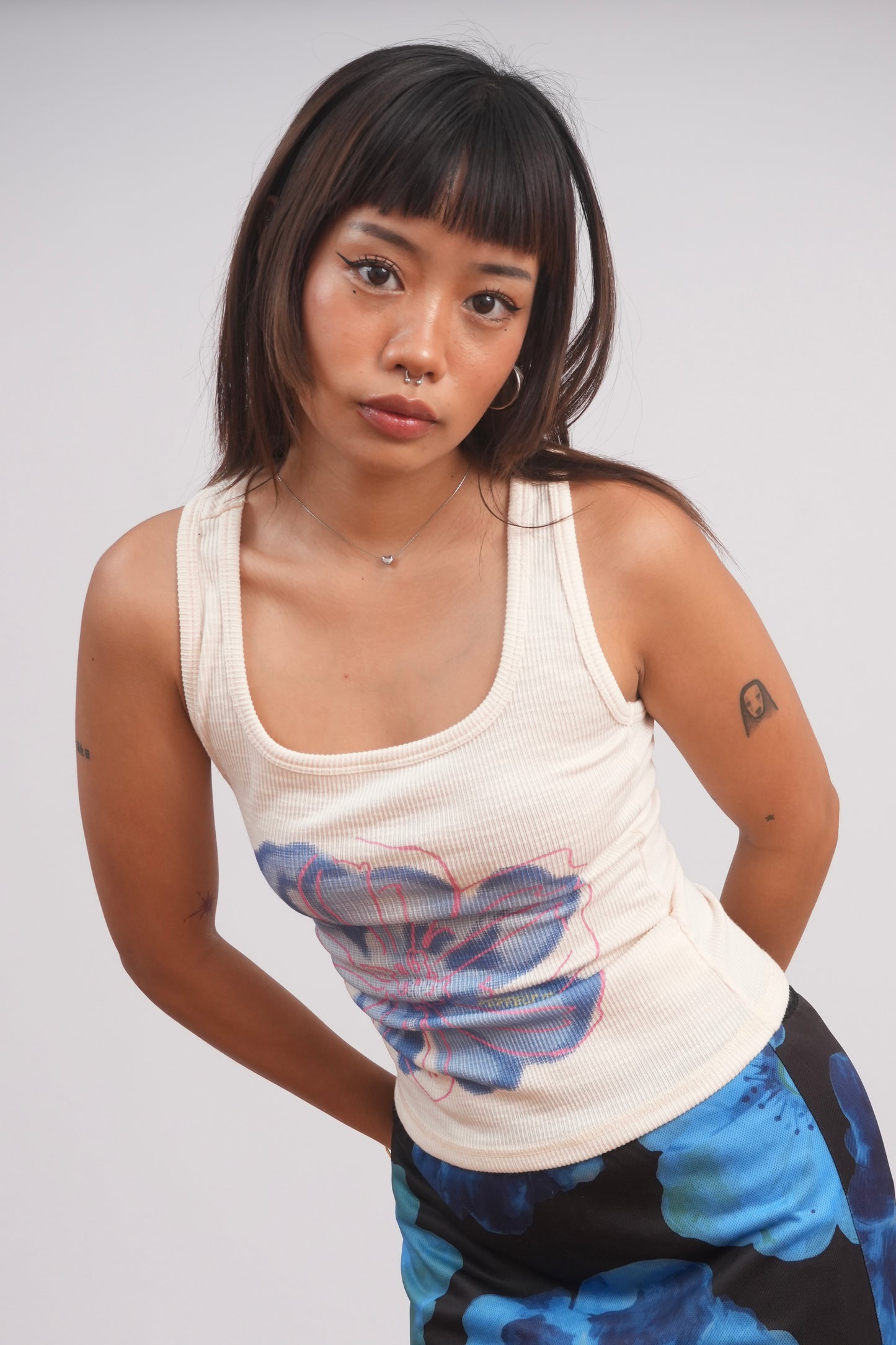 Floral Blue Tank Top