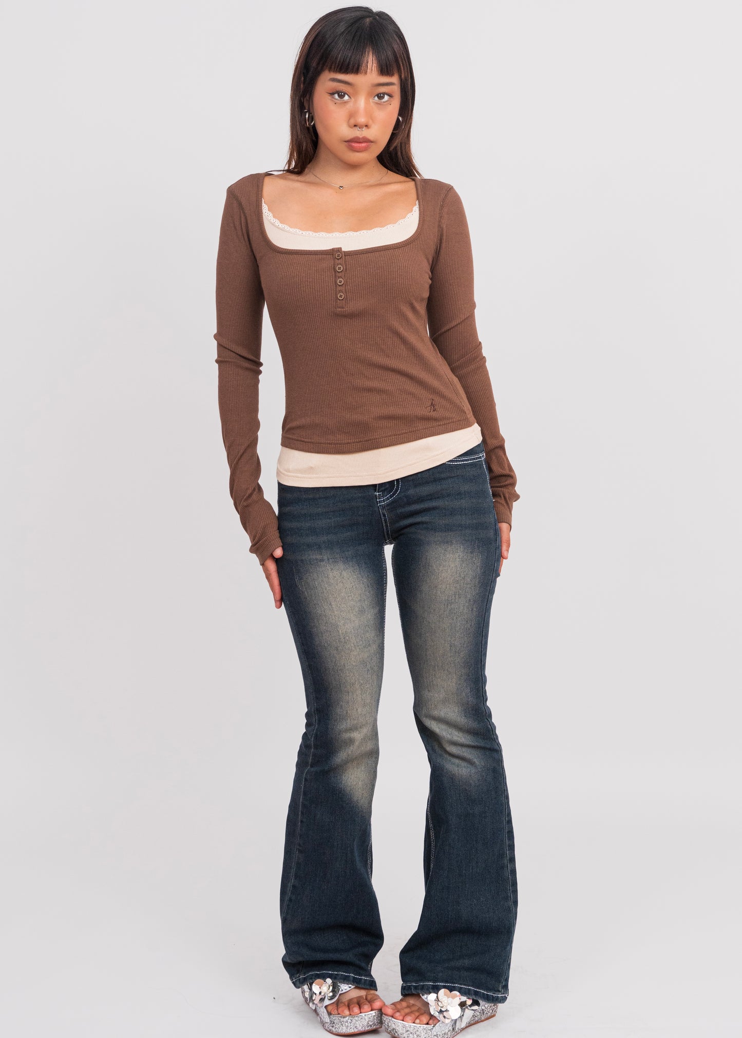 Brown baby doll Top