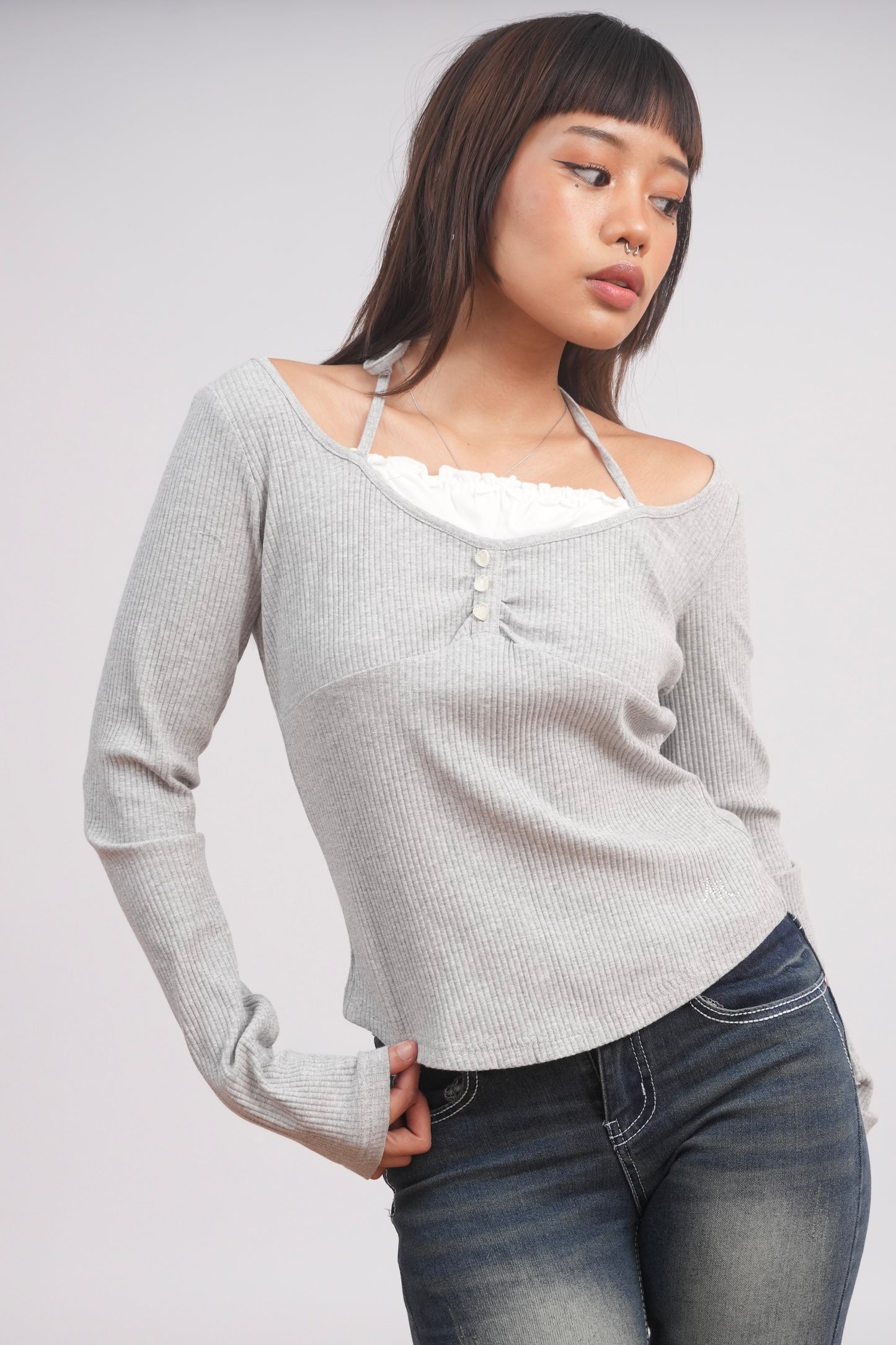 Grey Baby doll top