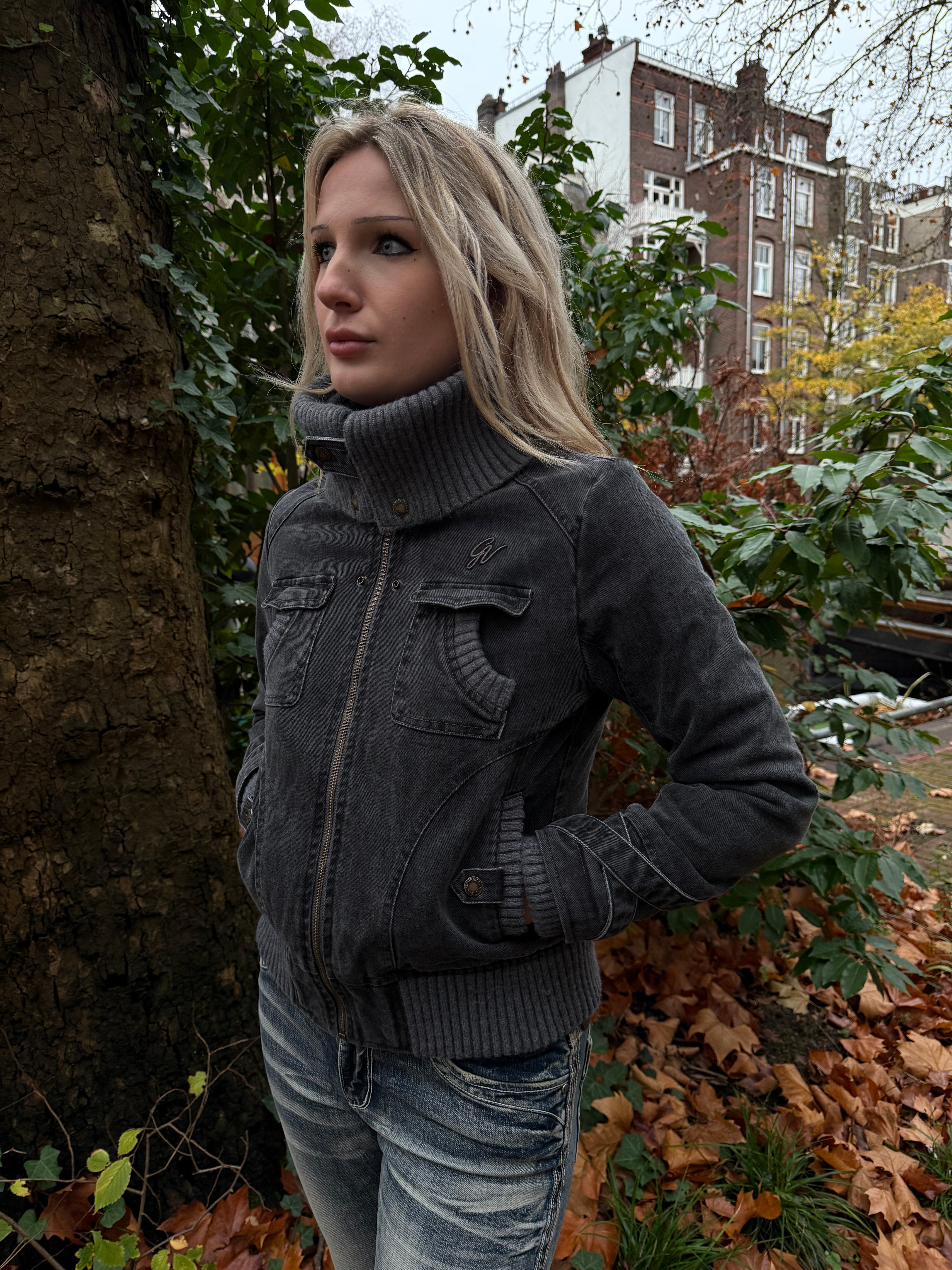 2000s Ribbed collar cargo jacket