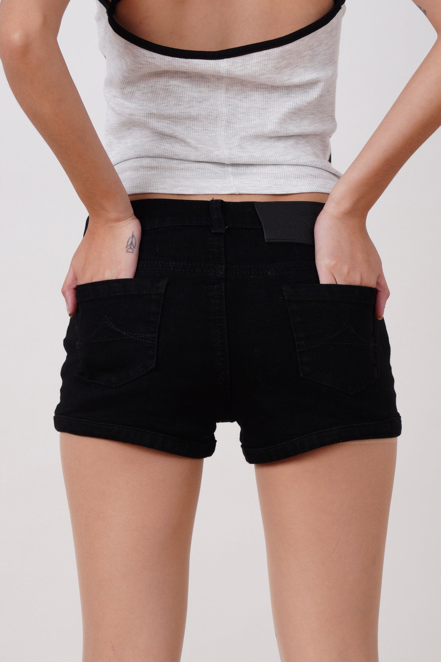 Black studded Denim Shorts