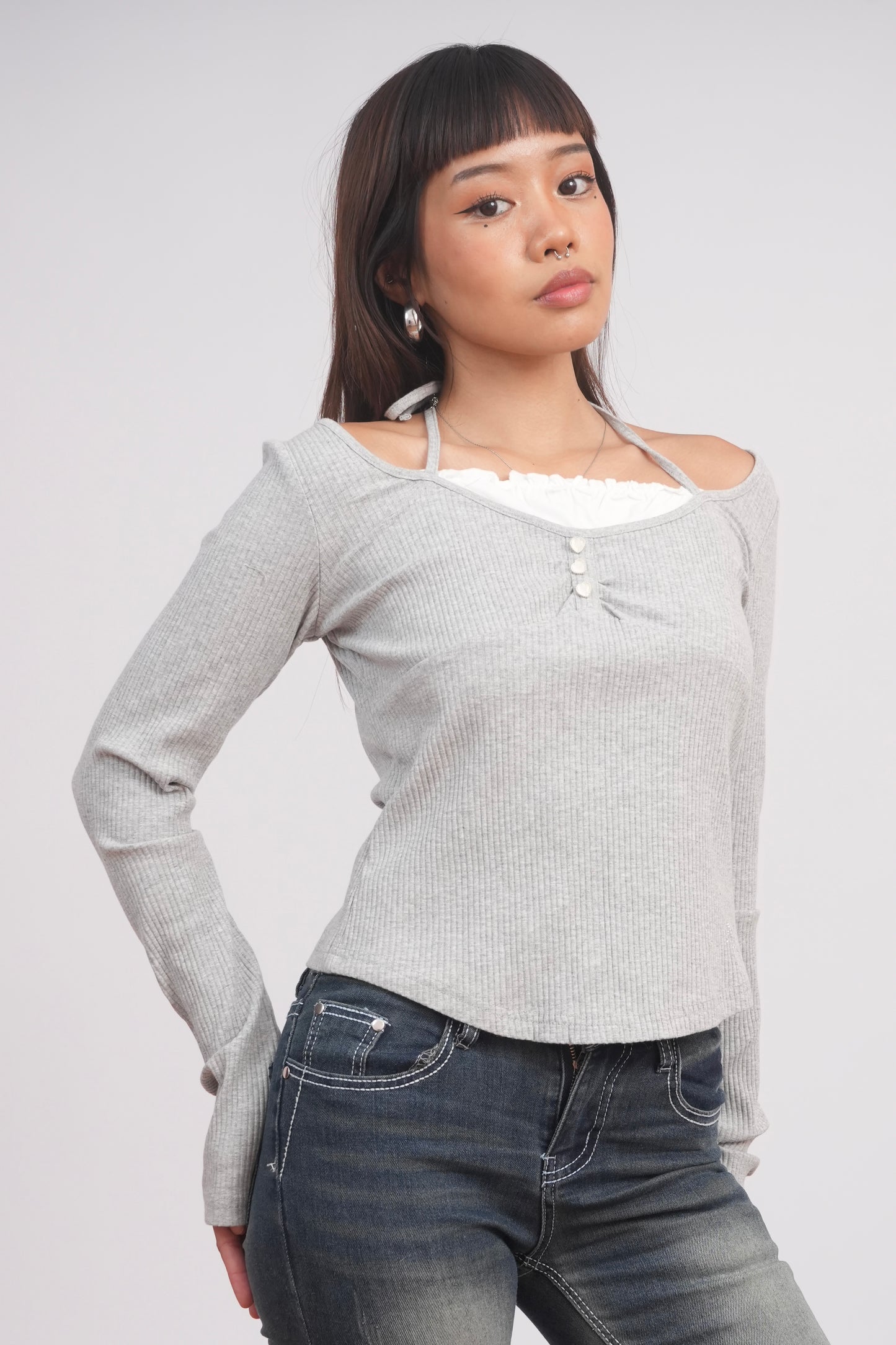 Grey Baby doll top