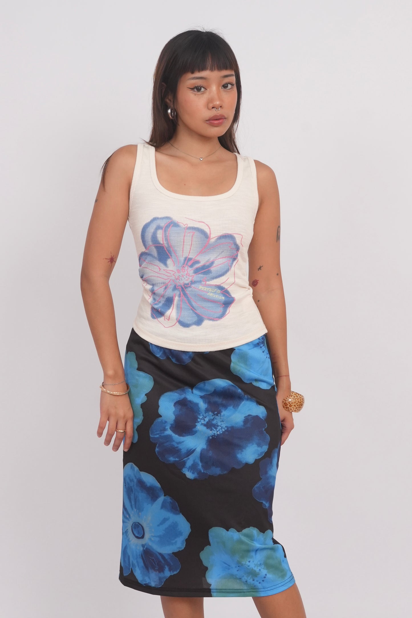 Floral Blue Tank Top