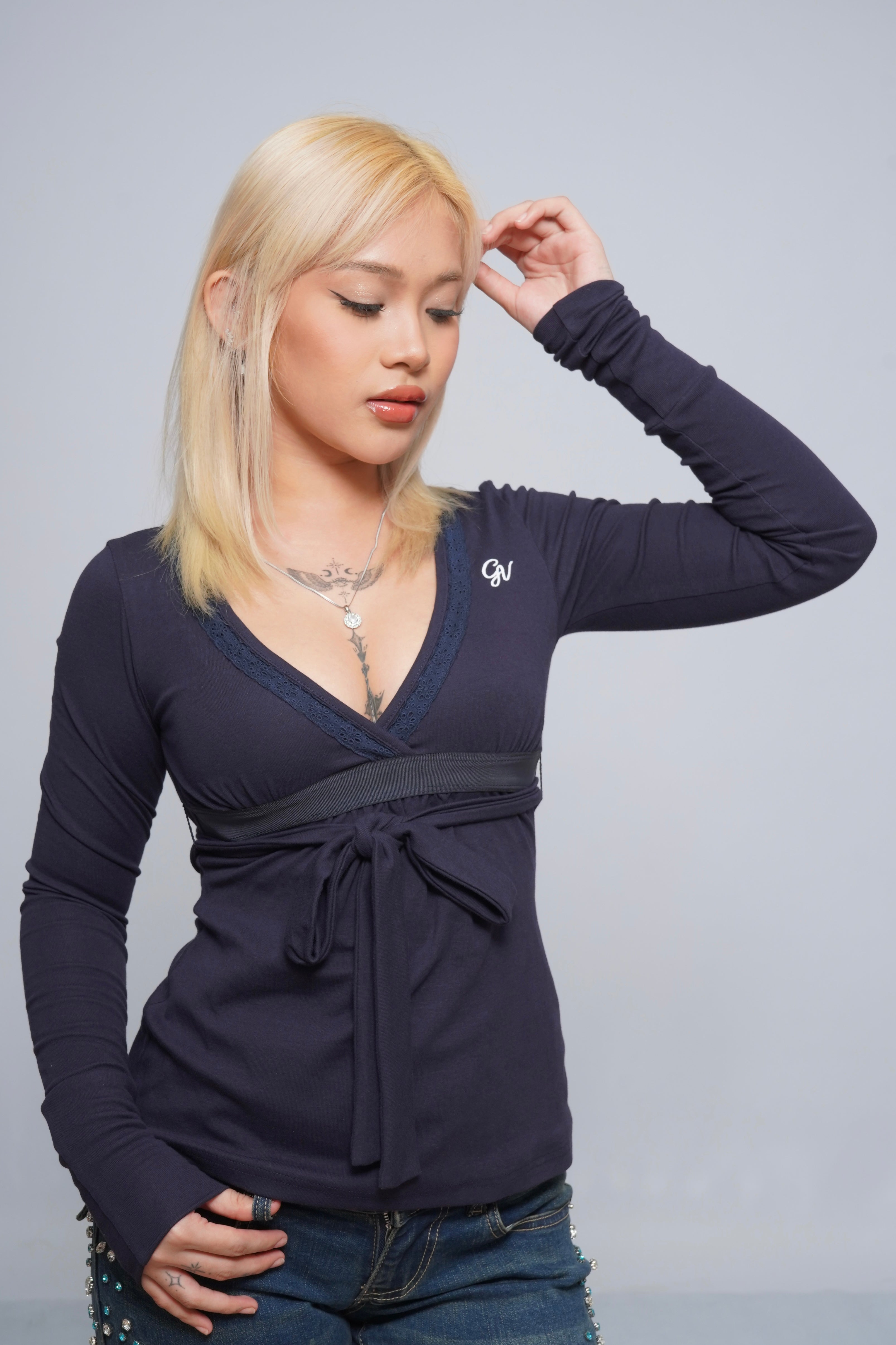 Bow tie baby doll Top