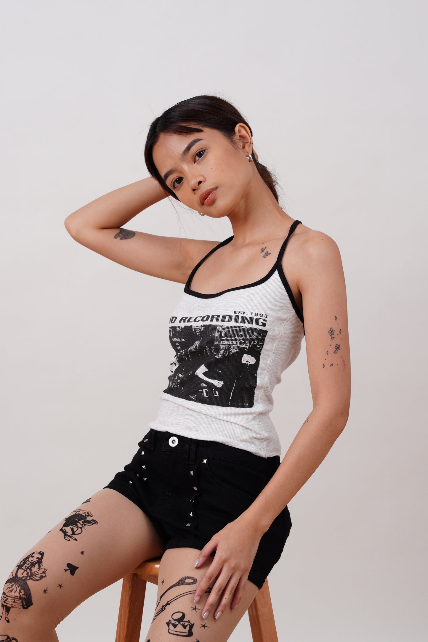 Black studded Denim Shorts