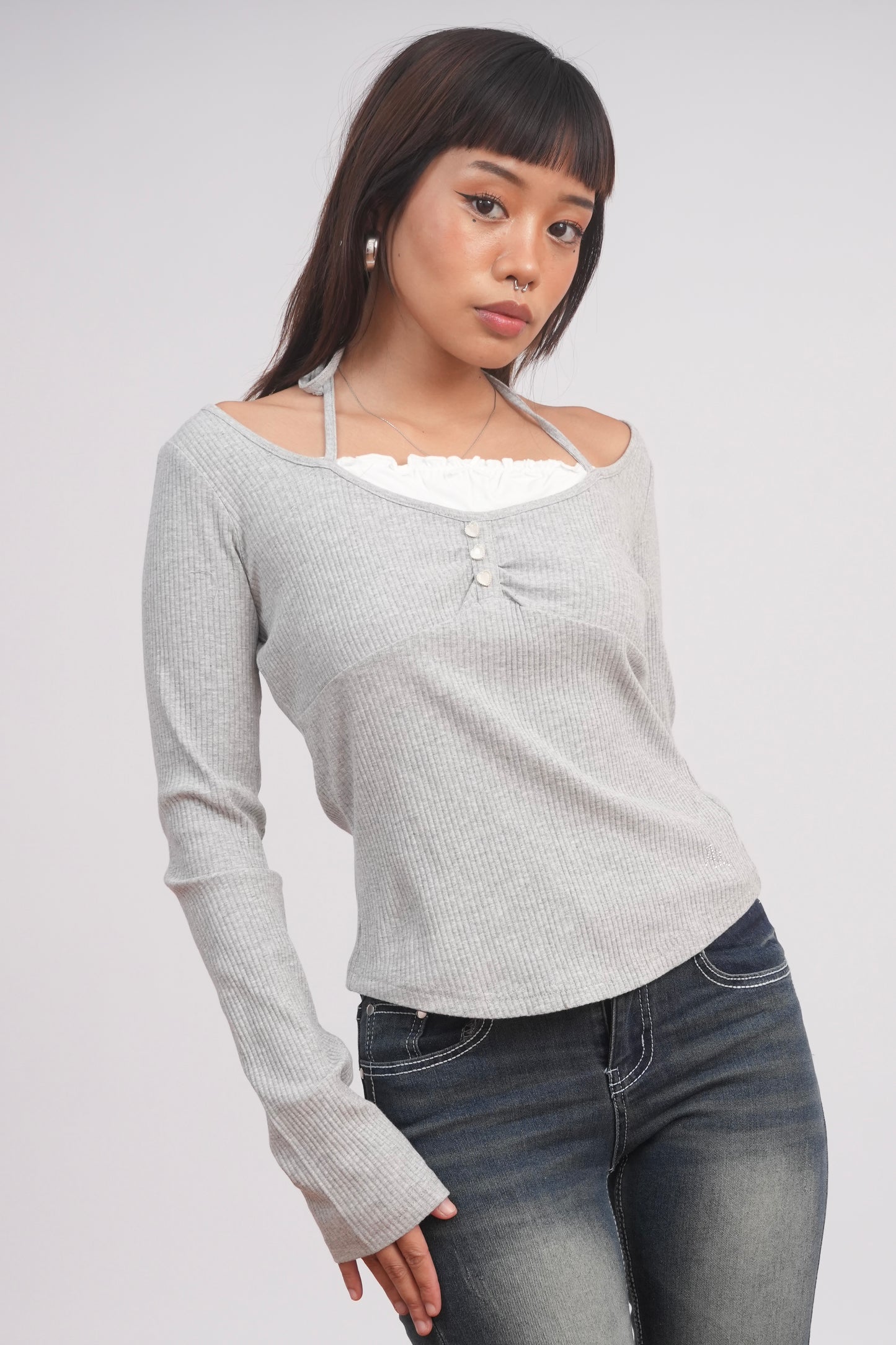 Grey Baby doll top