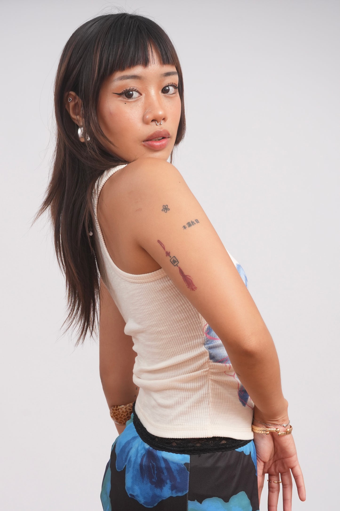 Floral Blue Tank Top
