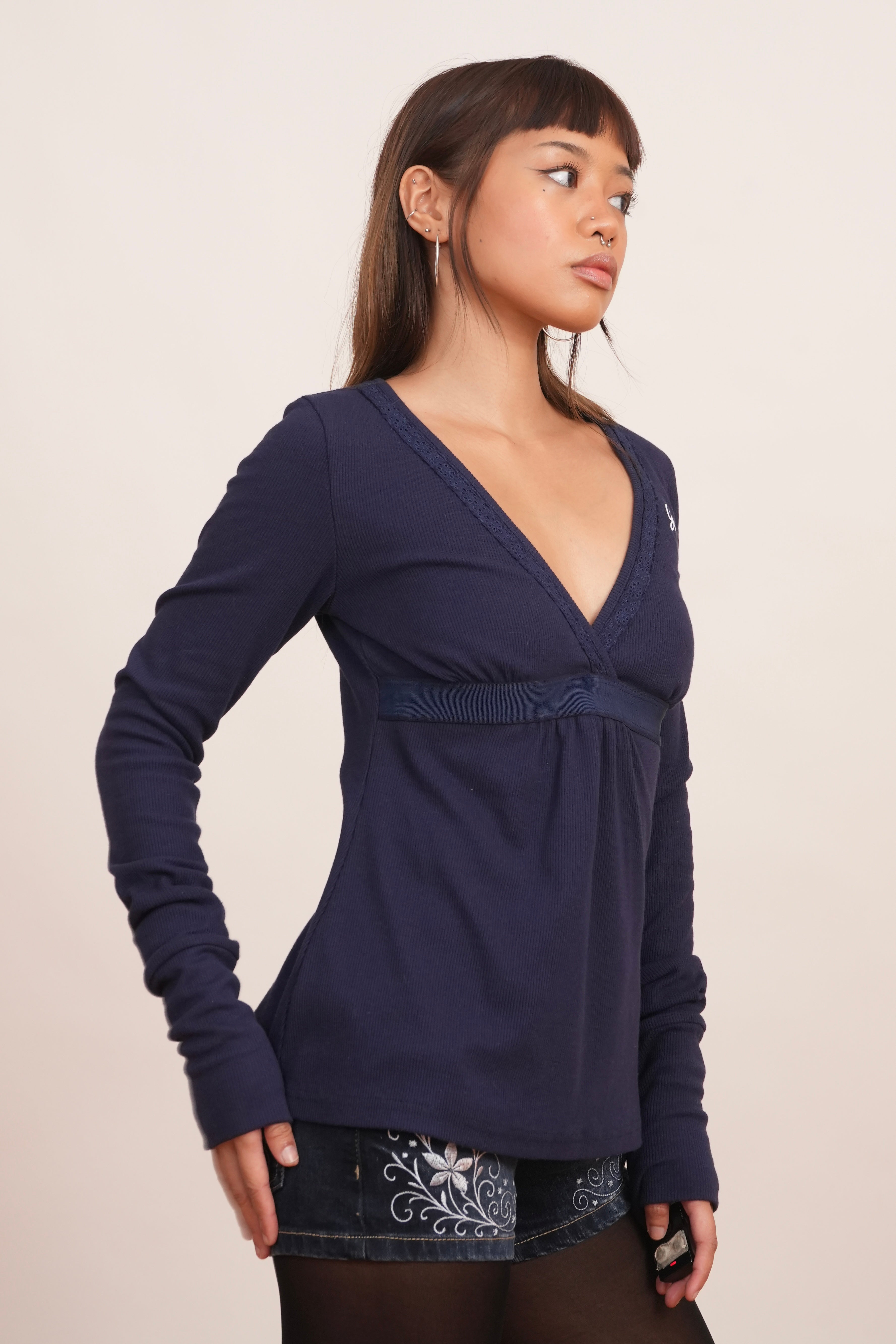 Navy Blue baby doll Top