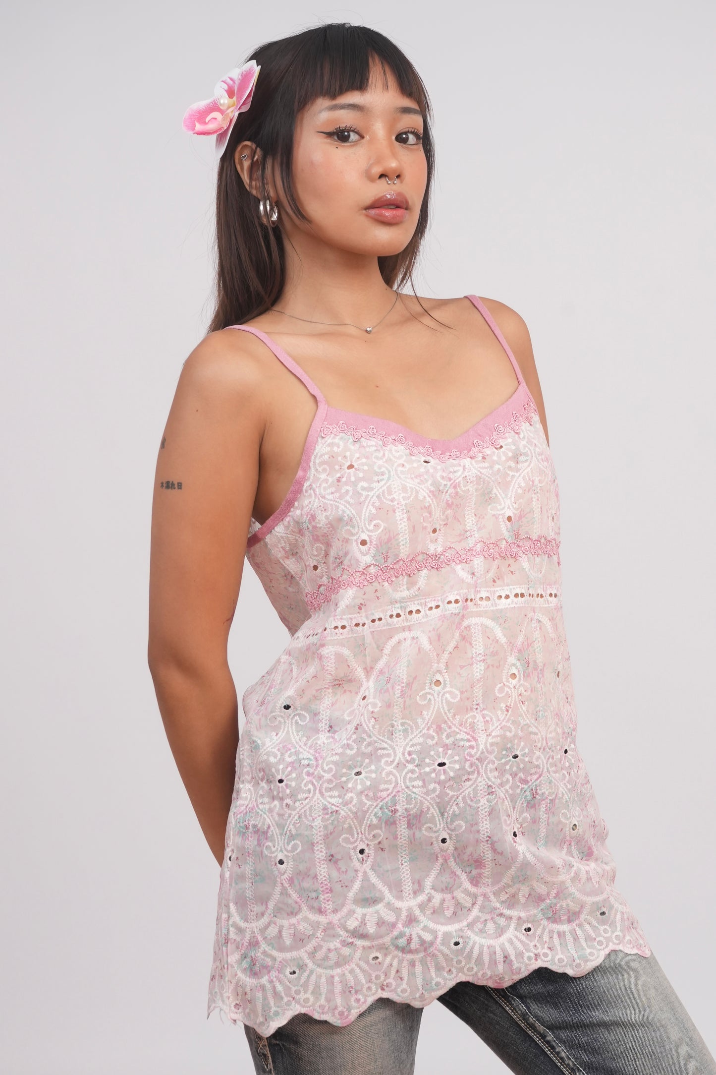 Pink Lace Floral Camisole