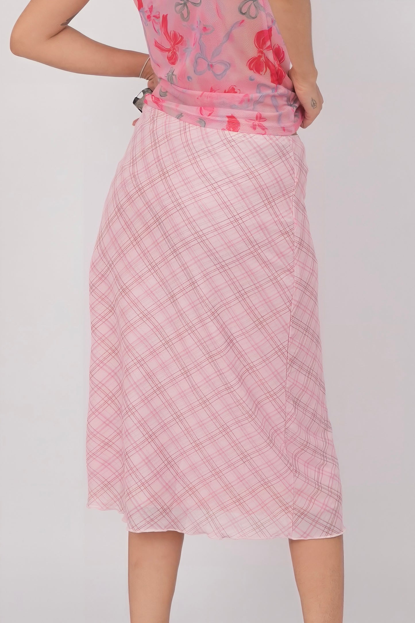 Pink Sugar Plaid Mesh Skirt