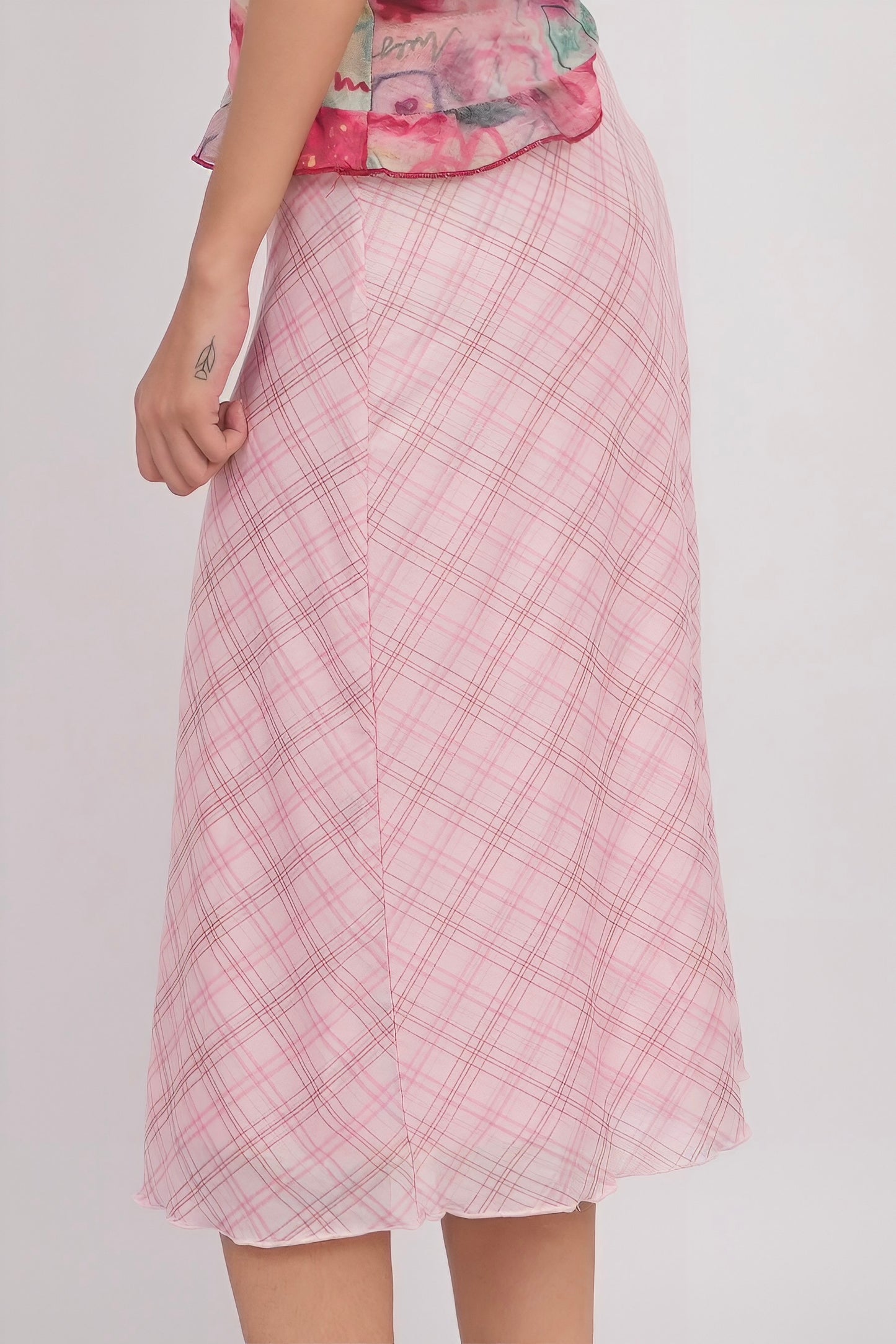 Pink Sugar Plaid Mesh Skirt