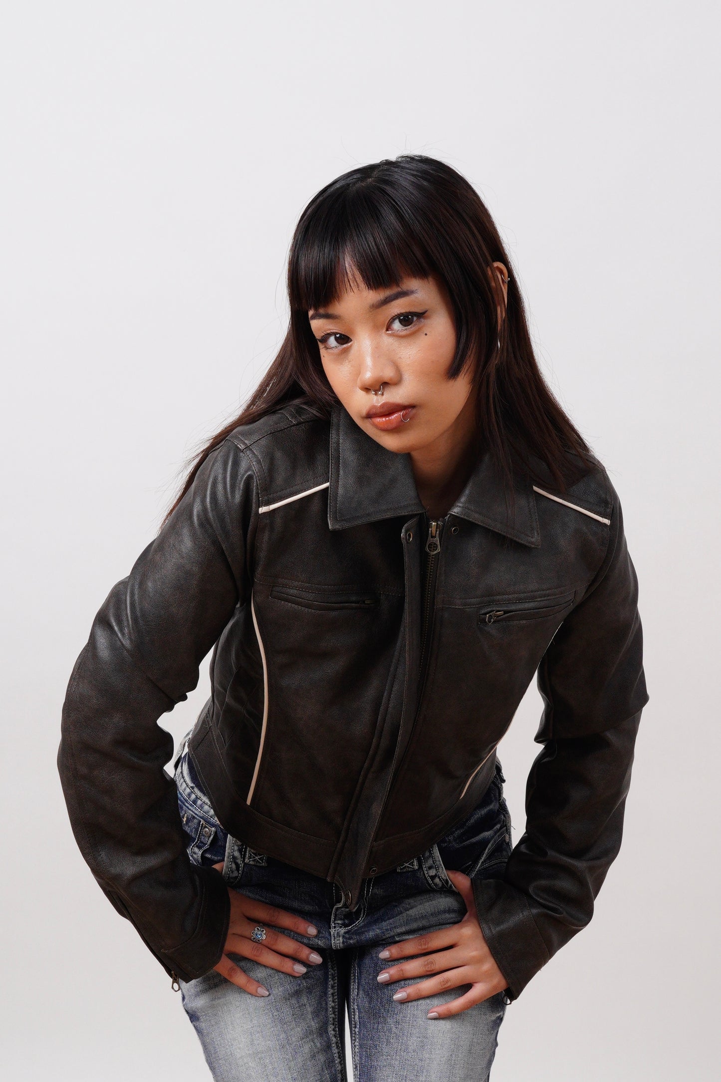 Reflective Leather Biker Jacket