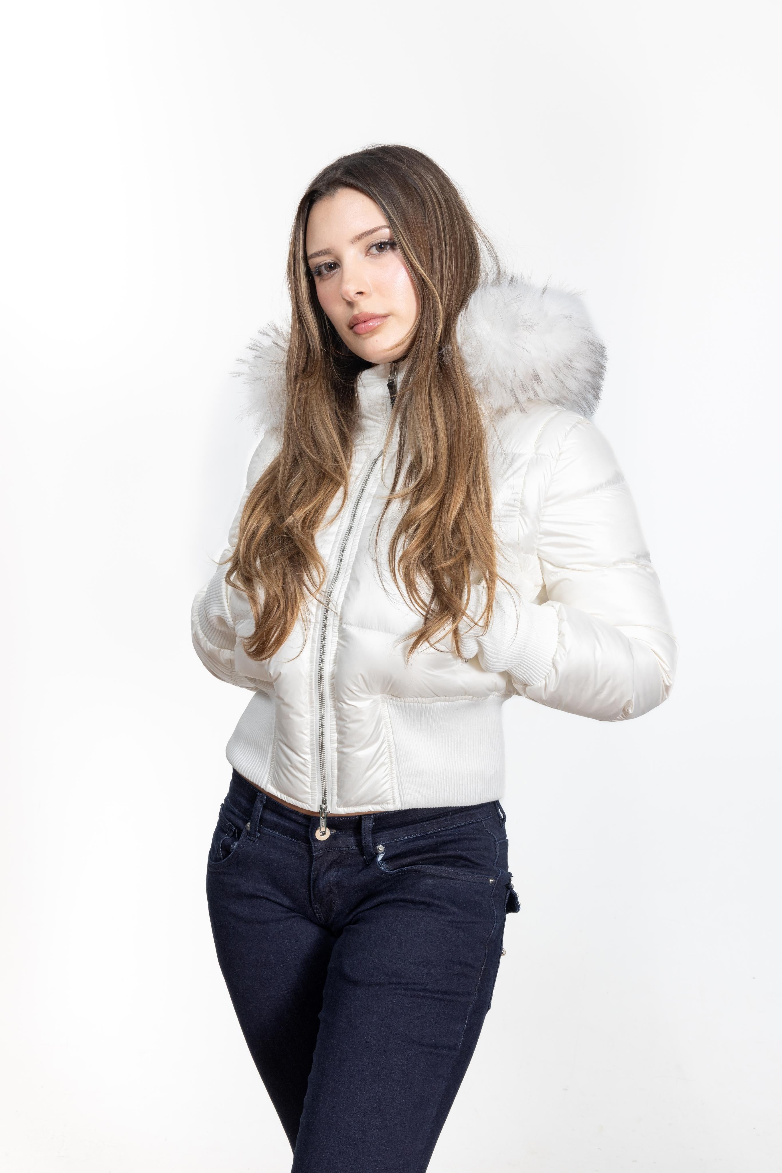 ジャケット・アウター 00s archive white leather jacket Women's White Leather Motorcycle Jacket w/Side Lace #L6027LW