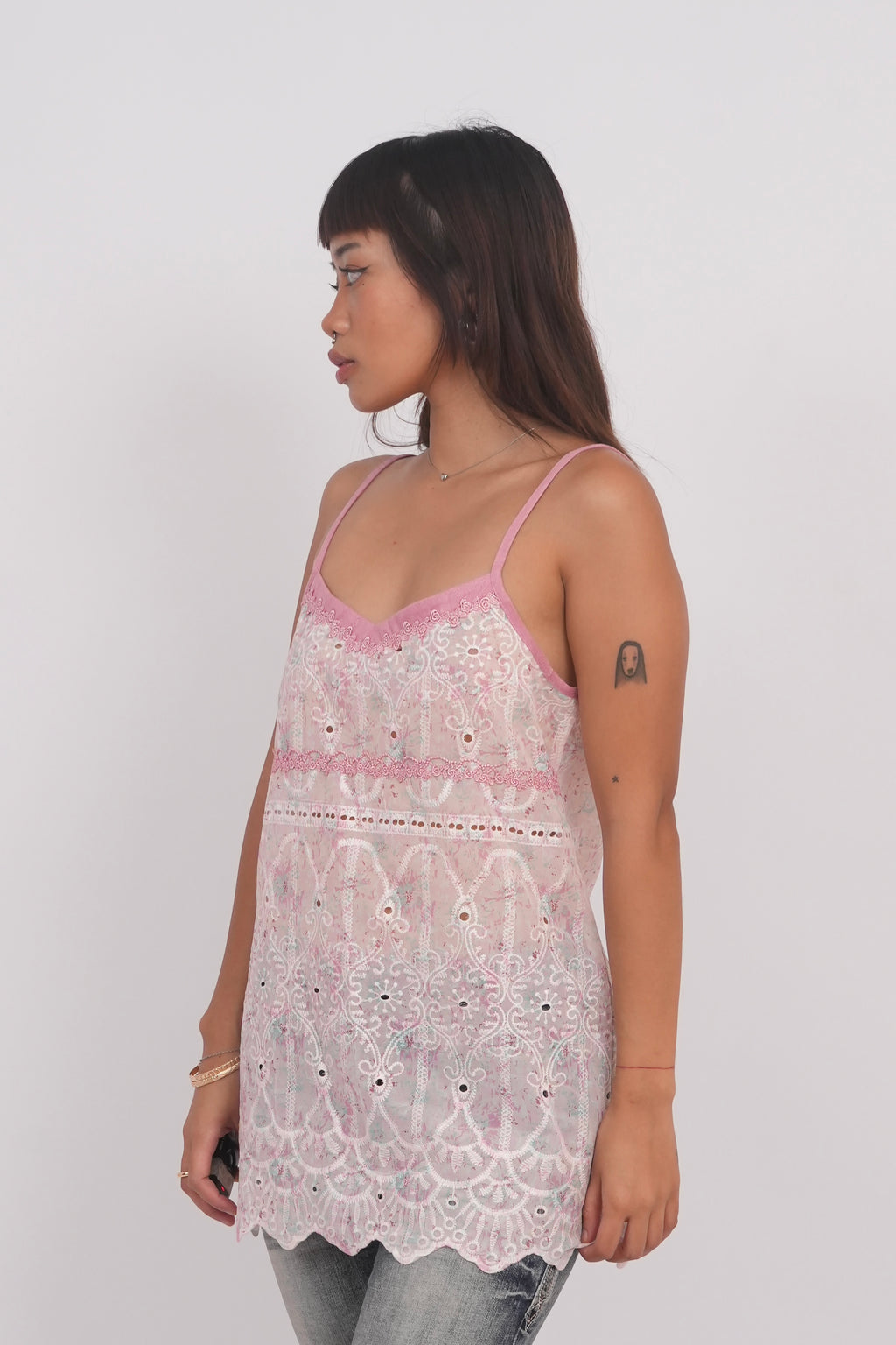 Pink Lace Floral Camisole