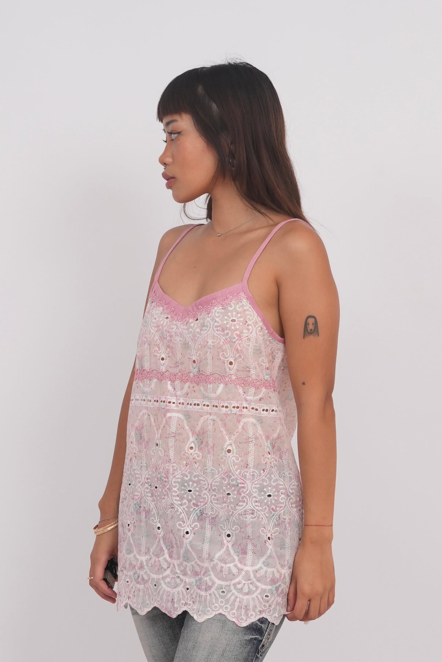 Pink Lace Floral Camisole