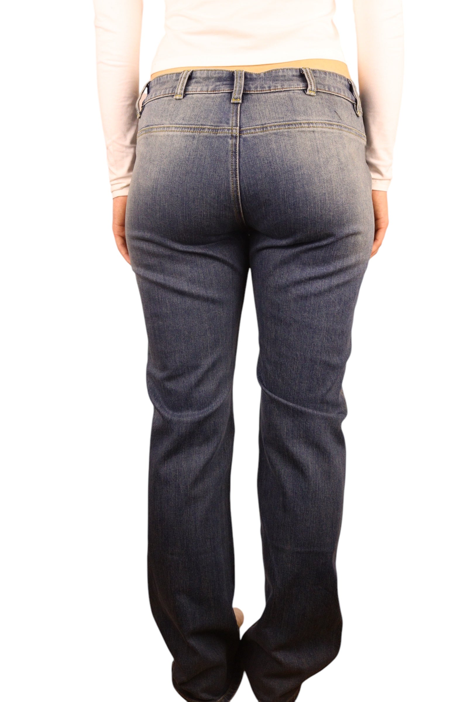 Retro Low-Waist Flared Zipper Jeans