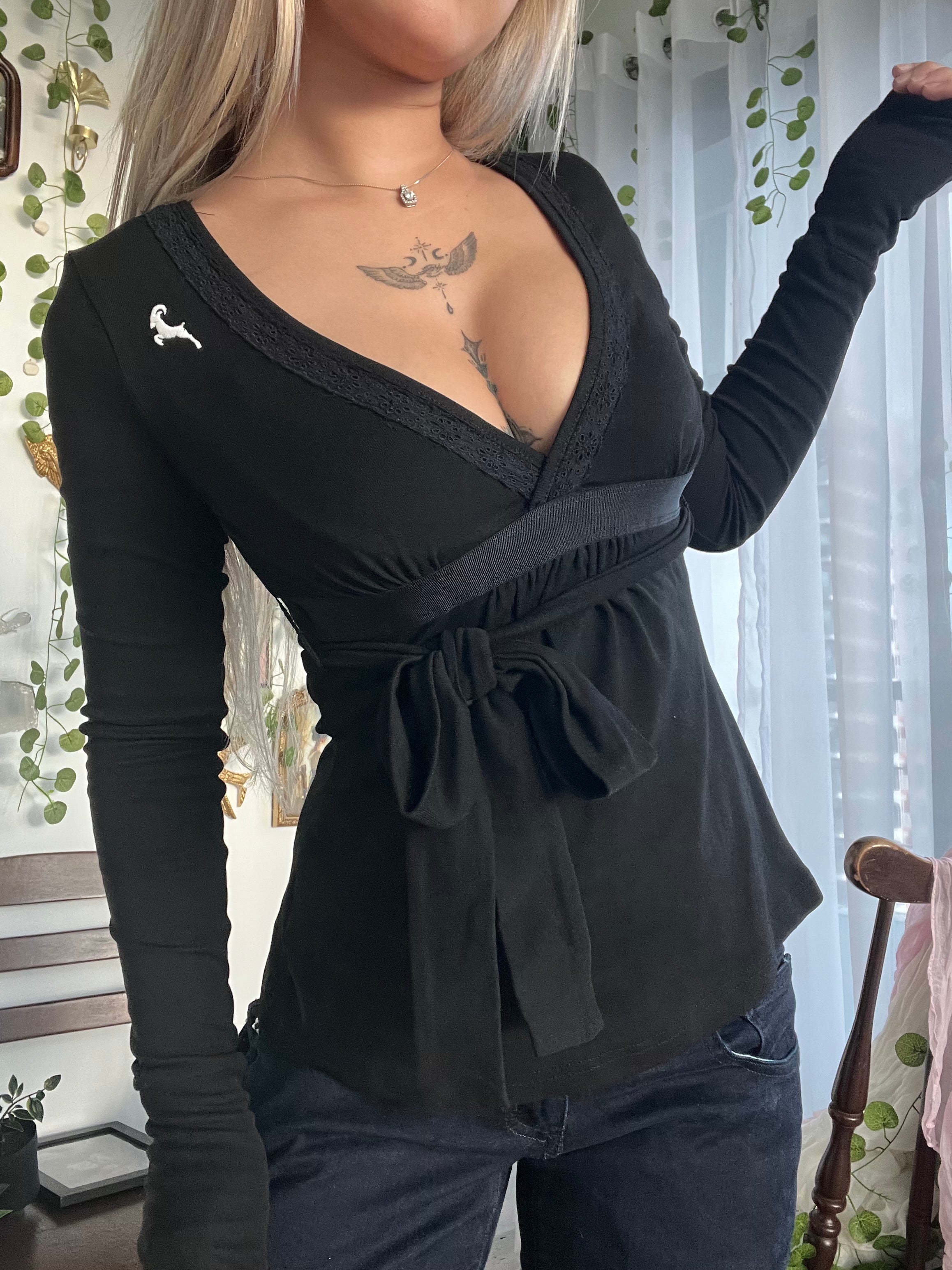 Bow tie baby doll Top