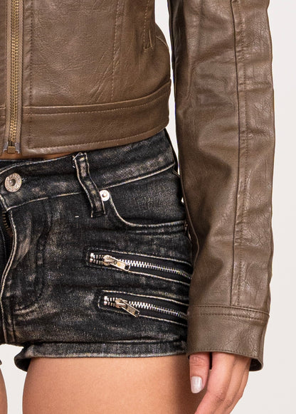 Zipper Denim Shorts