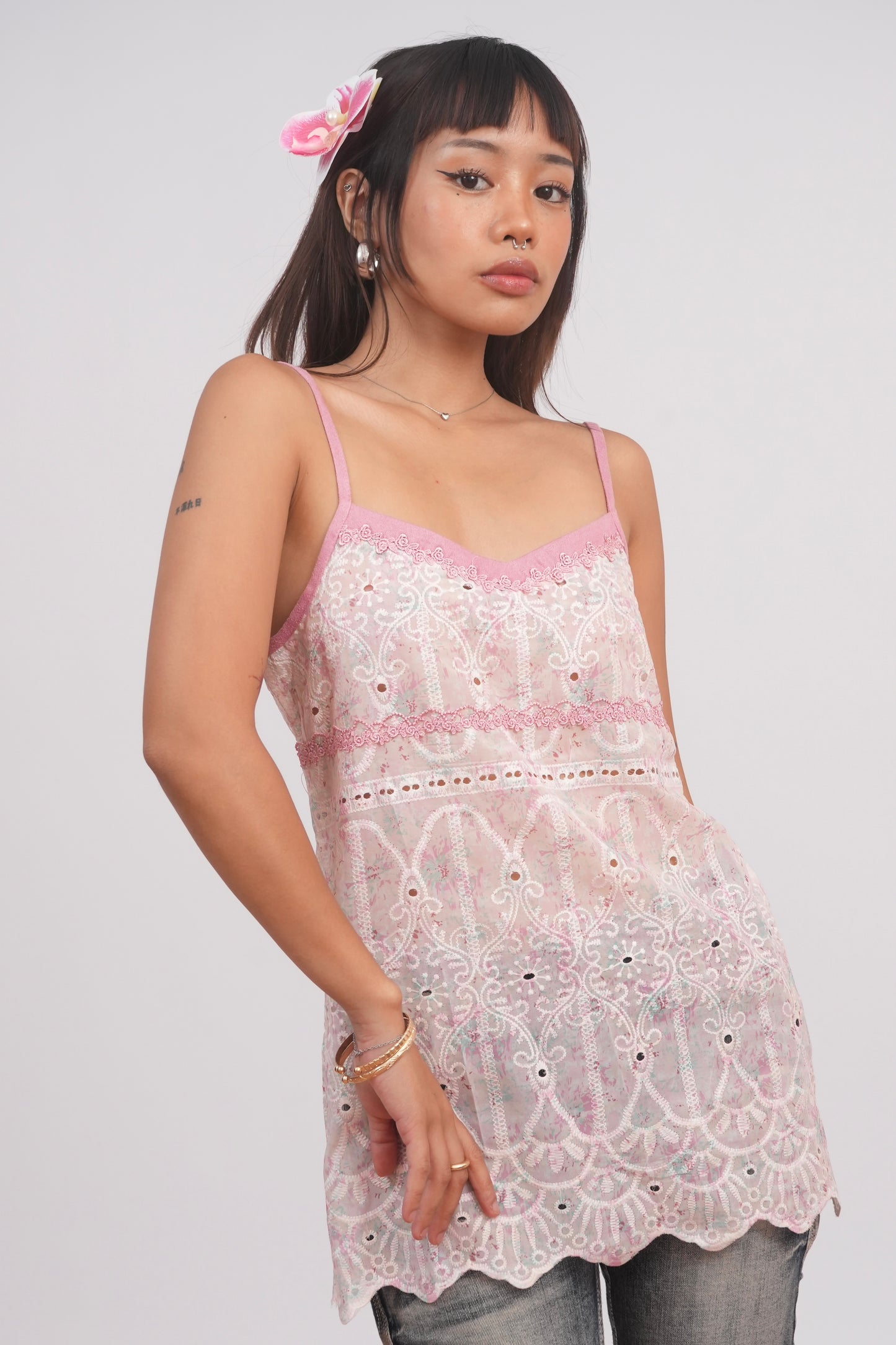 Pink Lace Floral Camisole
