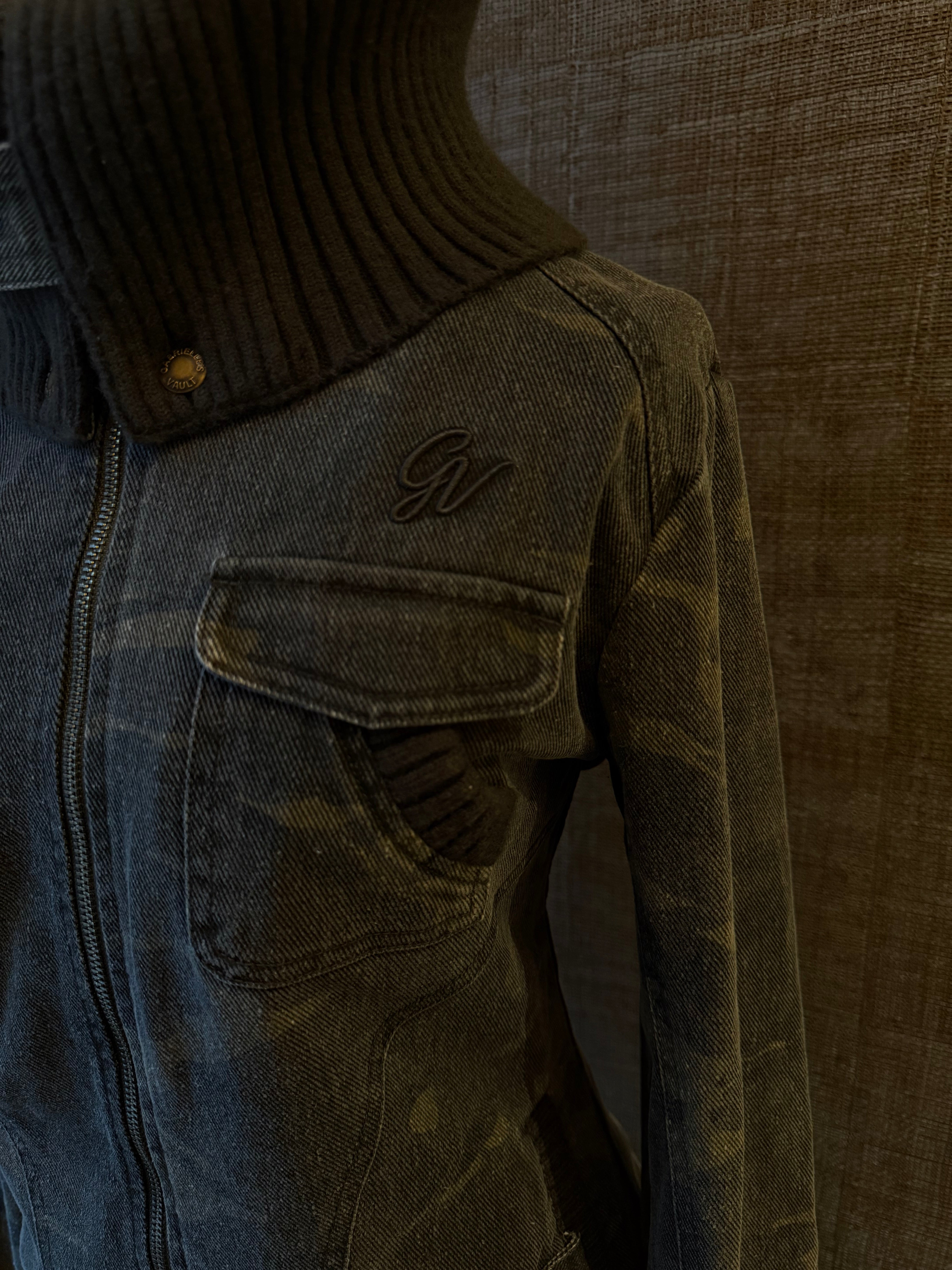 2000s Ribbed collar cargo jacket