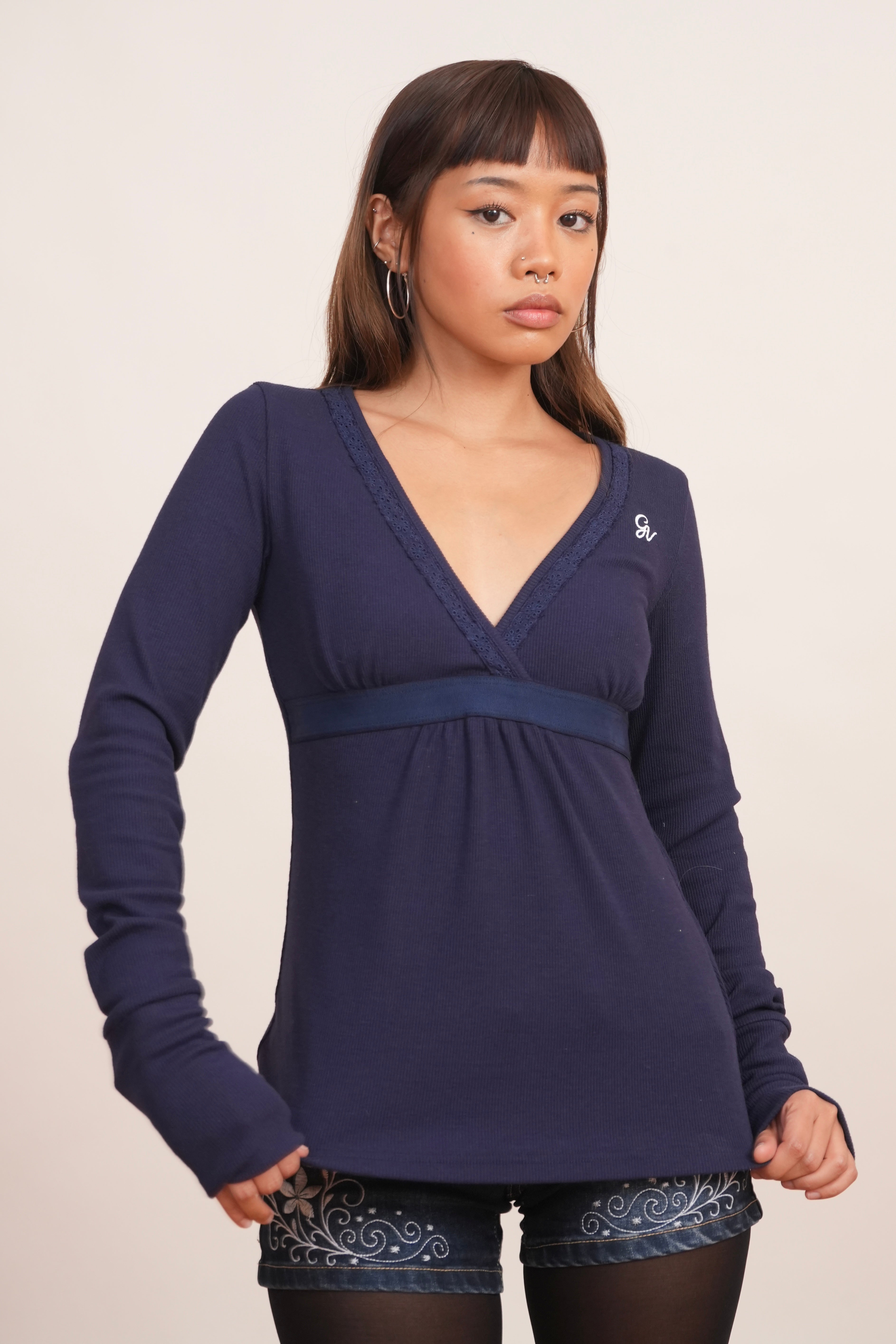 Navy Blue baby doll Top