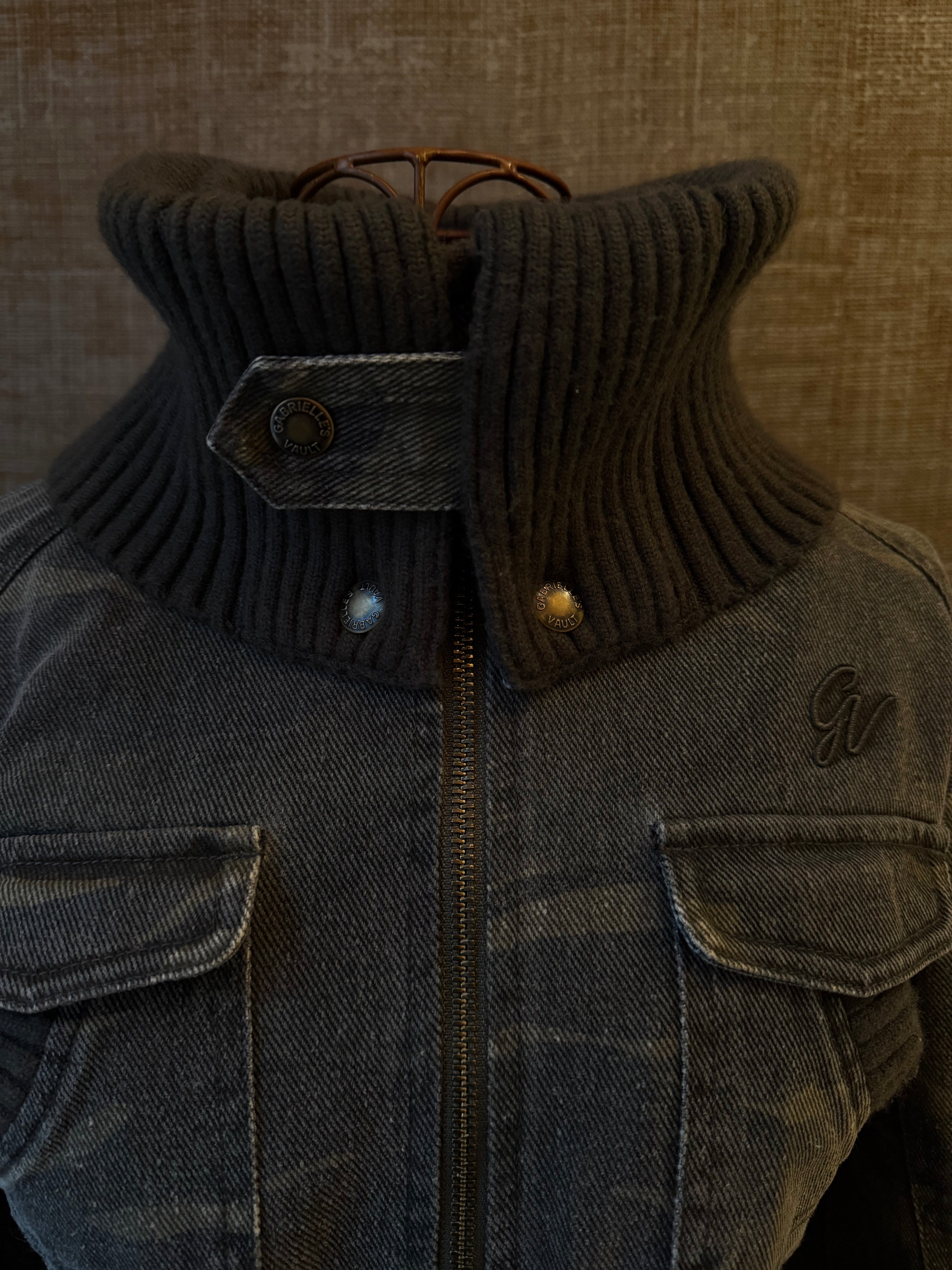 2000s Ribbed collar cargo jacket