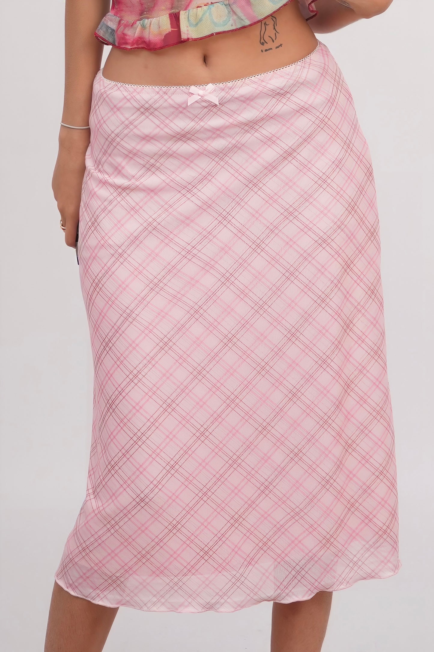 Pink Sugar Plaid Mesh Skirt