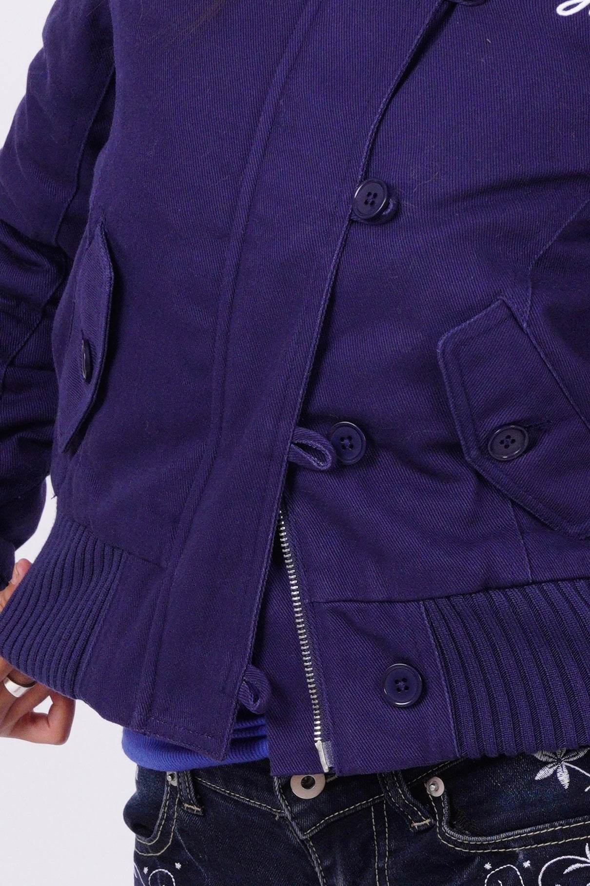 V2 2000s Jacket with Fur Collar