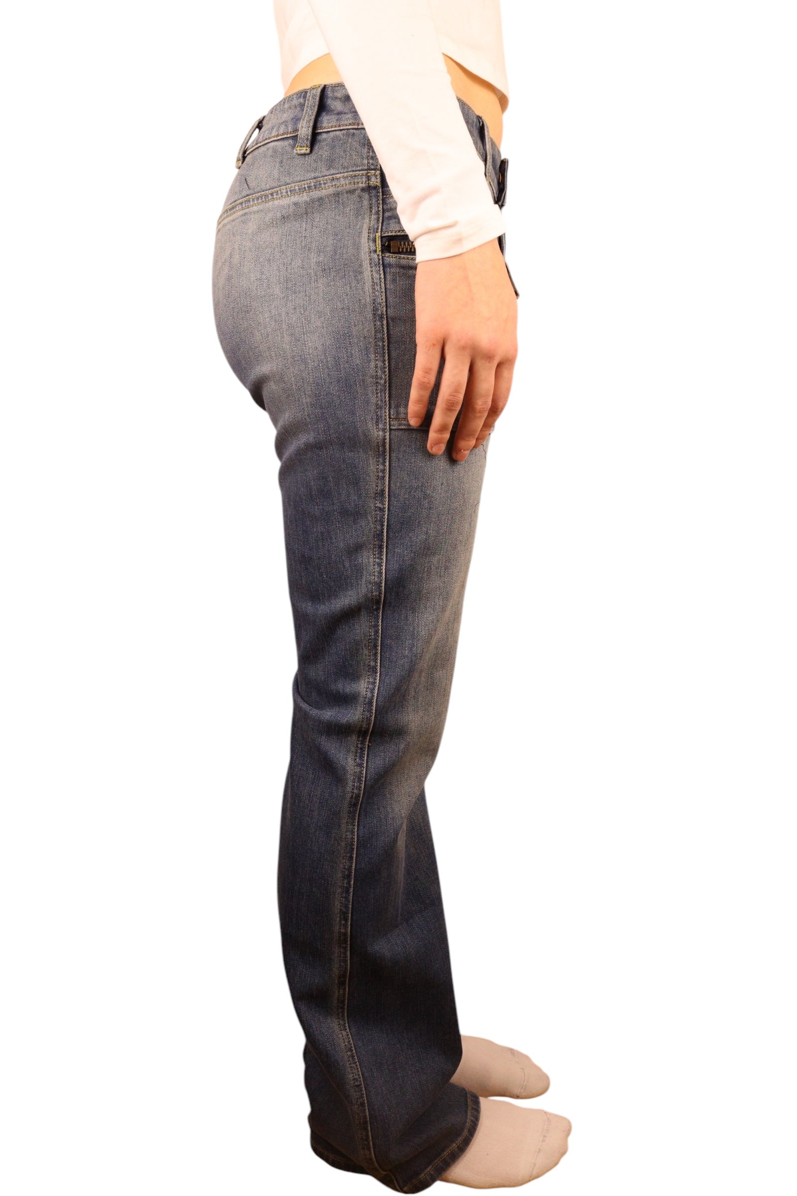 Retro Low-Waist Flared Zipper Jeans