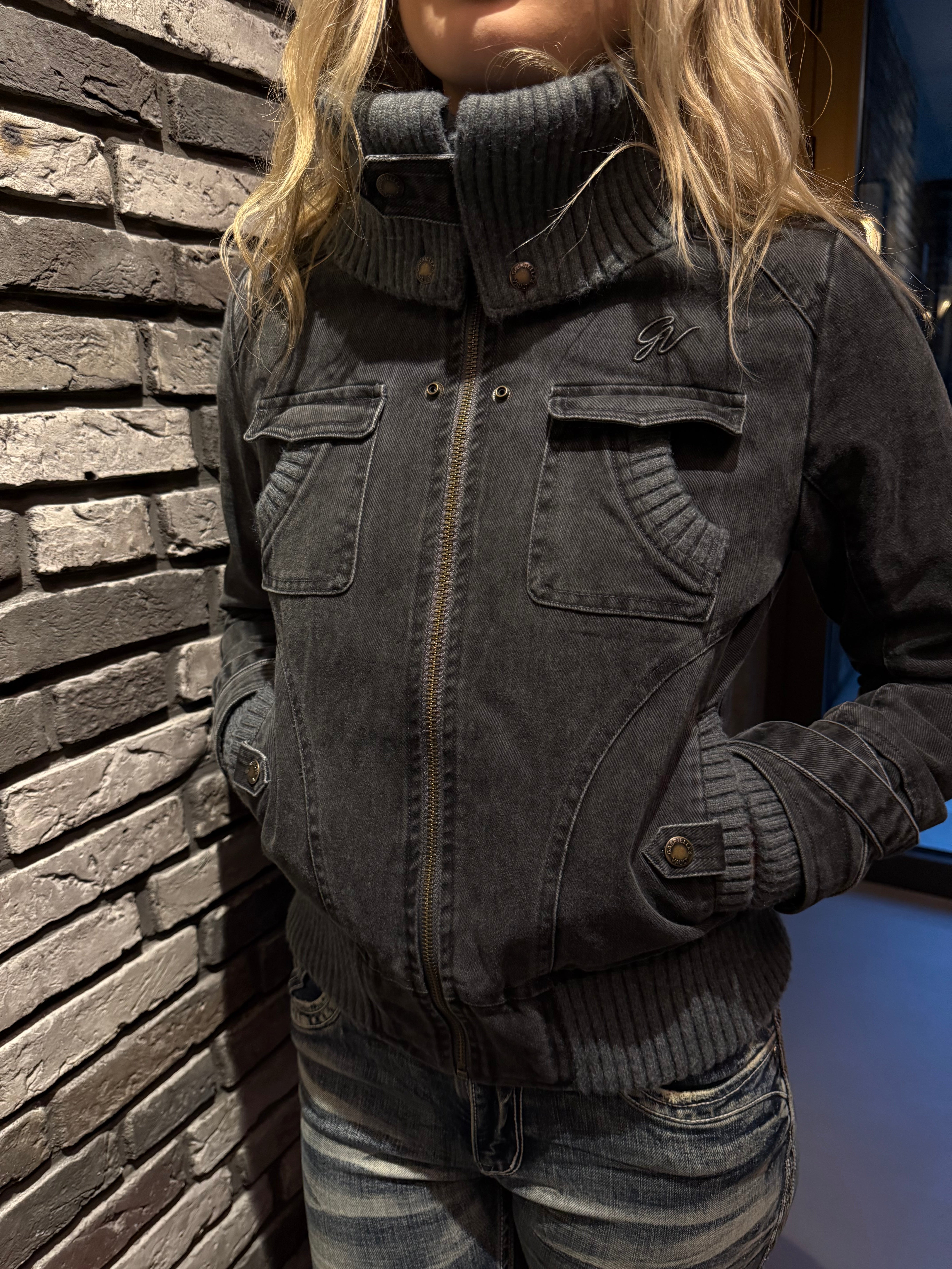 2000s Ribbed collar cargo jacket