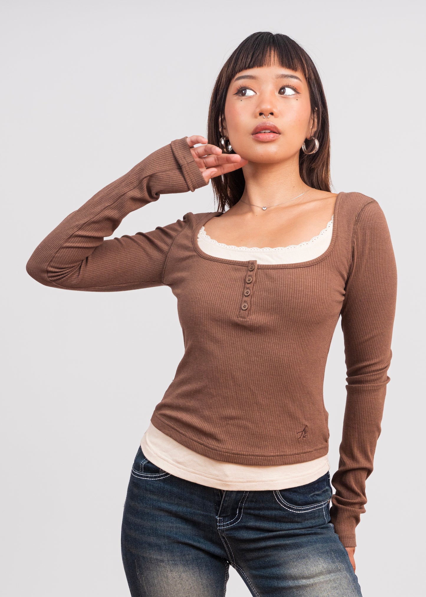 Brown baby doll Top