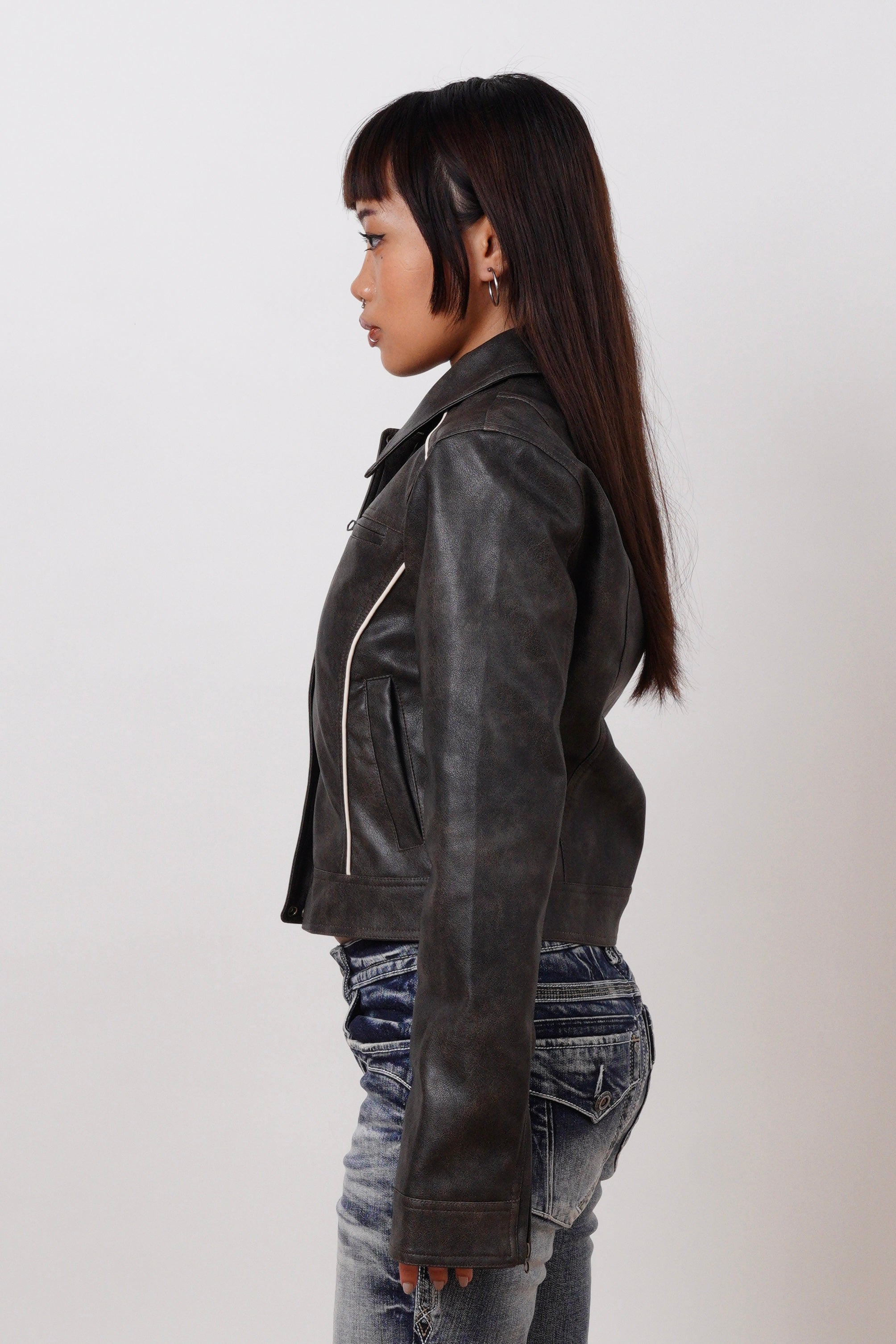 Reflective Leather Biker Jacket