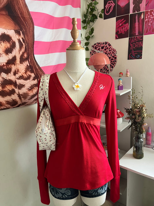 Maroon pink baby doll Top
