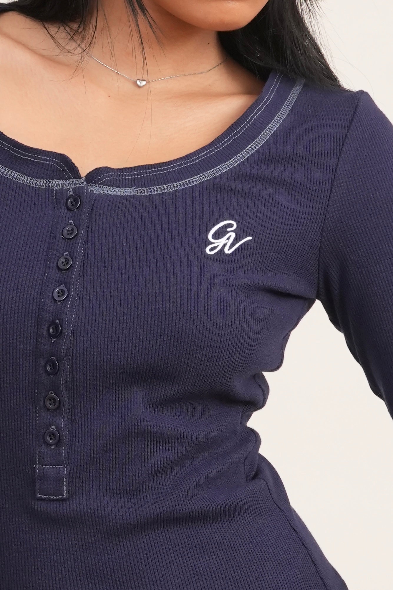 Navy Blue Henley Top